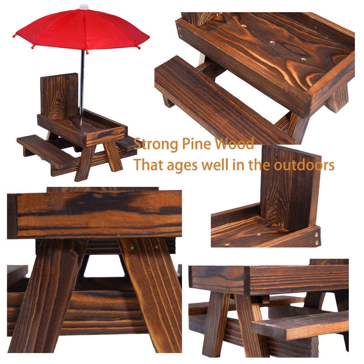 Premium Squirrel Feeder Picnic Table with Umbrella & Corn Holder - Outdoor Wildlife Feeding Station for Squirrels & Chipmunks - Perfect Garden Decor & Unique Gift for Animal Lovers - Ideal for Backyards, Parks & Nature Watching