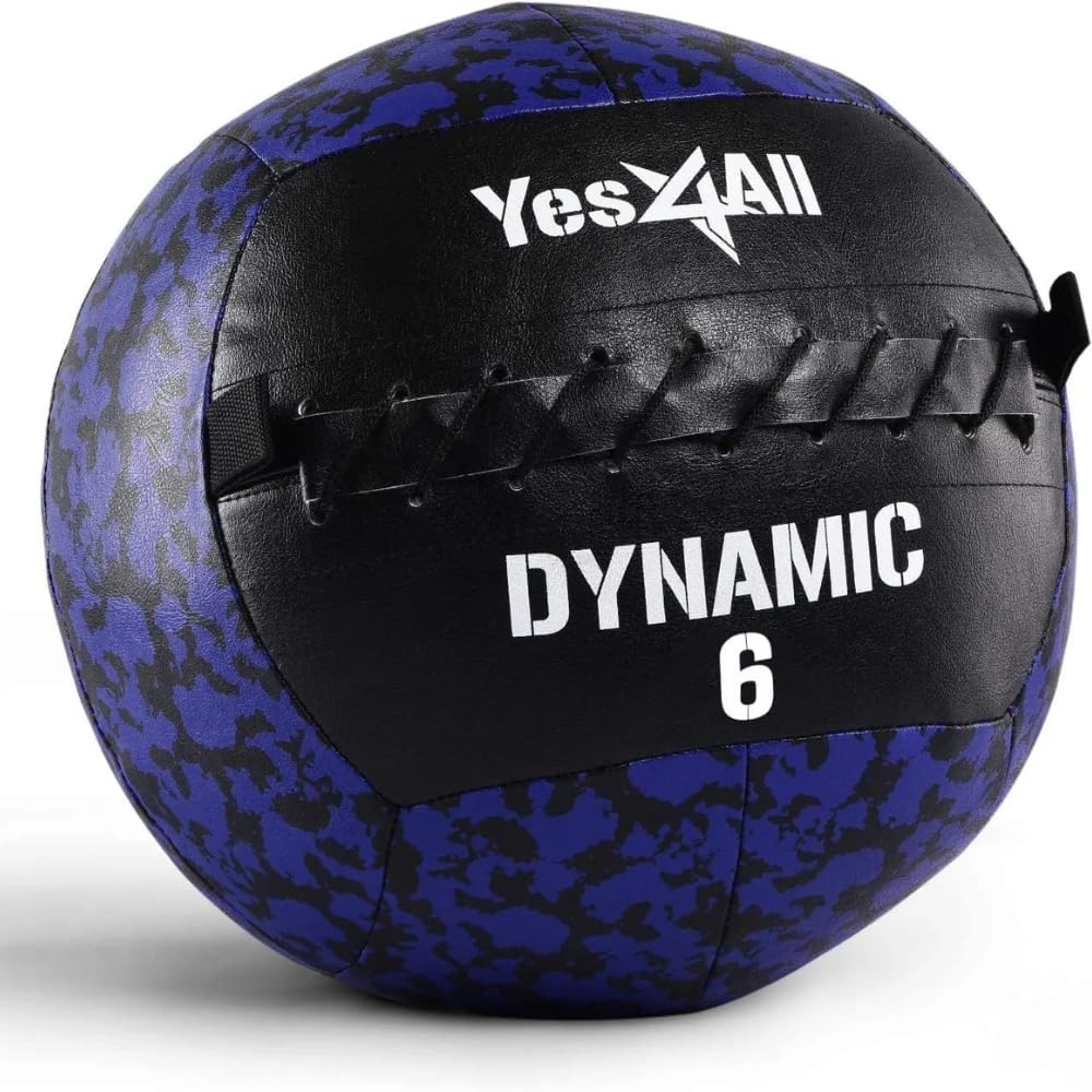 Yes4All Wall Ball - Soft Leather Weighted Exercise Ball with Iron Sand Filling (6lbs to 30lbs) for CrossFit, Strength Training & Functional Workouts - Perfect for Gym, Home & Outdoor Fitness