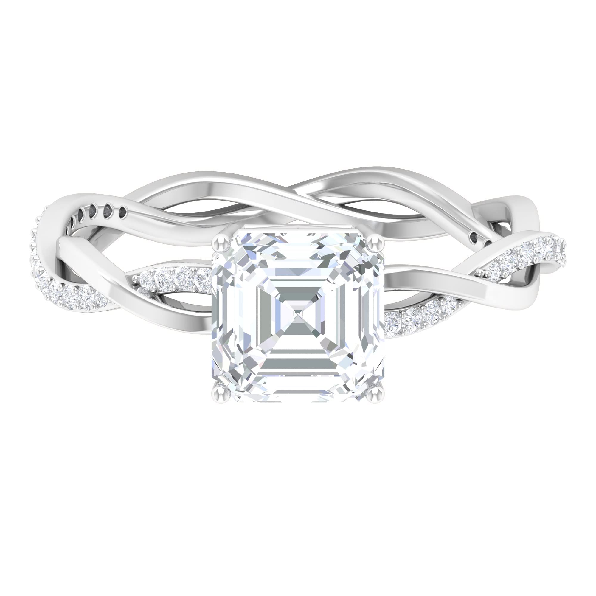 2.50 CT Moissanite Solitaire Engagement Ring - 14K Solid Gold, 7 MM Asscher Cut Moissanite Braided Ring for Women, Perfect for Proposals, Anniversaries & Special Occasions