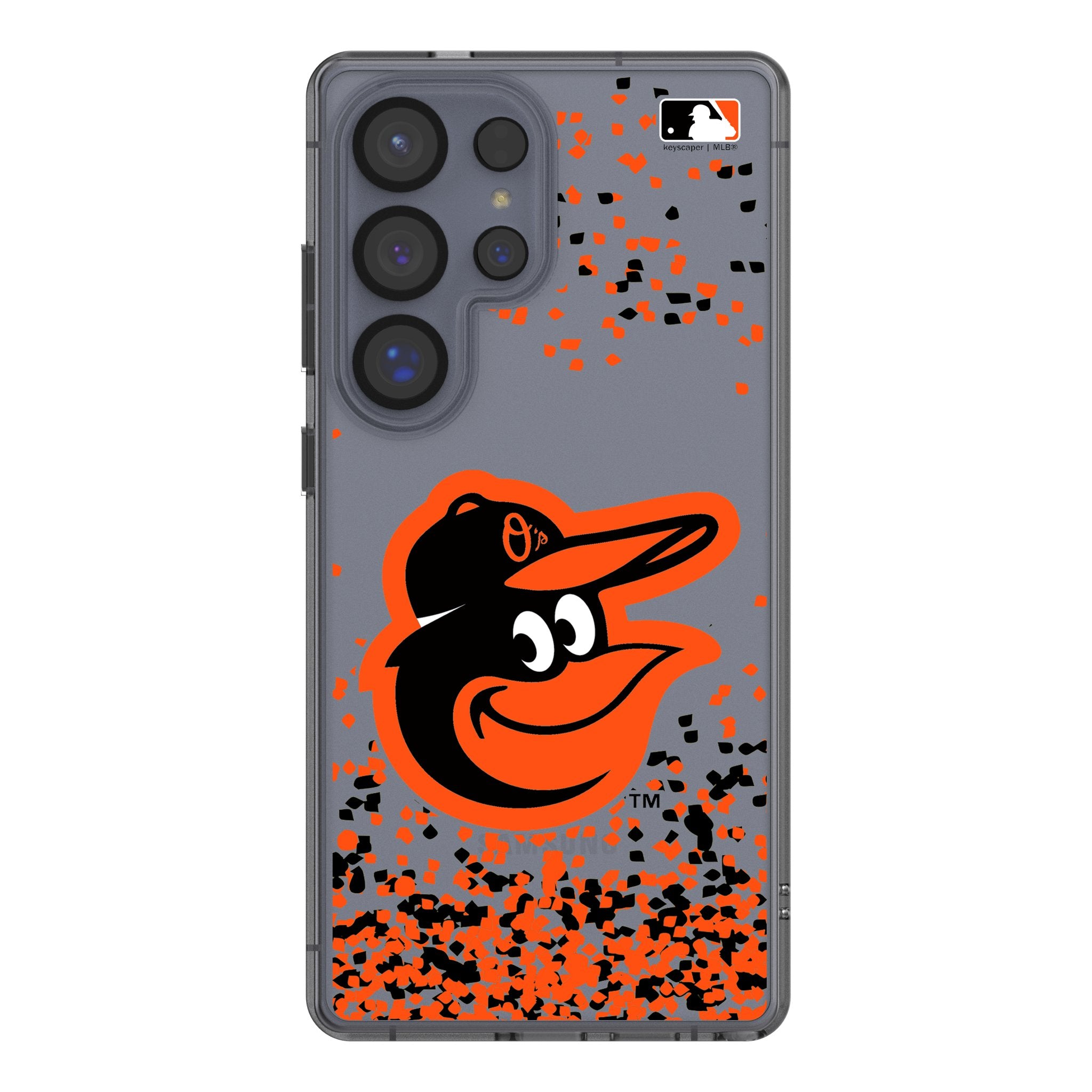 Baltimore Orioles Confetti Clear Phone Case for Samsung Galaxy - Durable Protective Cover with Team Spirit Design - Perfect for Game Day, Parties & Everyday Use