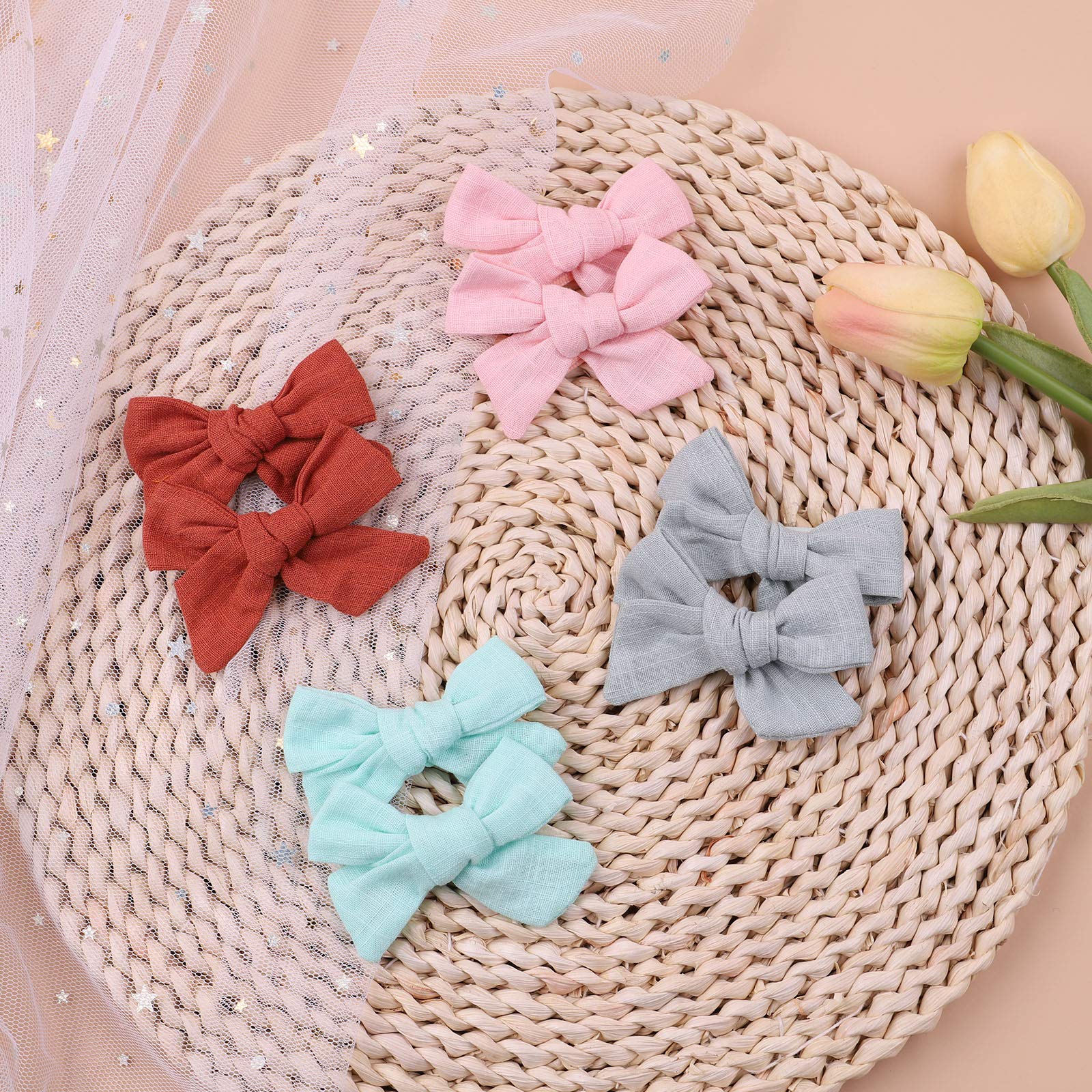 40PCS 3 Inch Baby Girls Hair Bows Clips - Small Linen Hair Barrettes for Infants Toddlers & Kids - Perfect for Parties, Photos & Daily Outfits