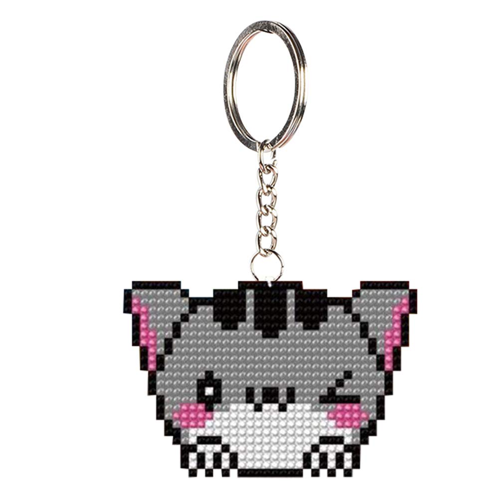 DIY Embroidery Keychain Kit with Print Bead - Cross Stitch Stamp Needlework Set for Adults & Beginners - Handmade Cute Cartoon Key Ring - Perfect Gift for Phone, Bag & Home Decor - Great for Crafting, Gifting & Personalizing Accessories