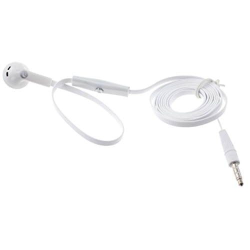Mono Wired Headset with Microphone - Single Earbud Hands-Free Headphone with 3.5mm Jack (White) for Kyocera DuraXV LTE - Perfect for Driving, Office Calls & Customer Service