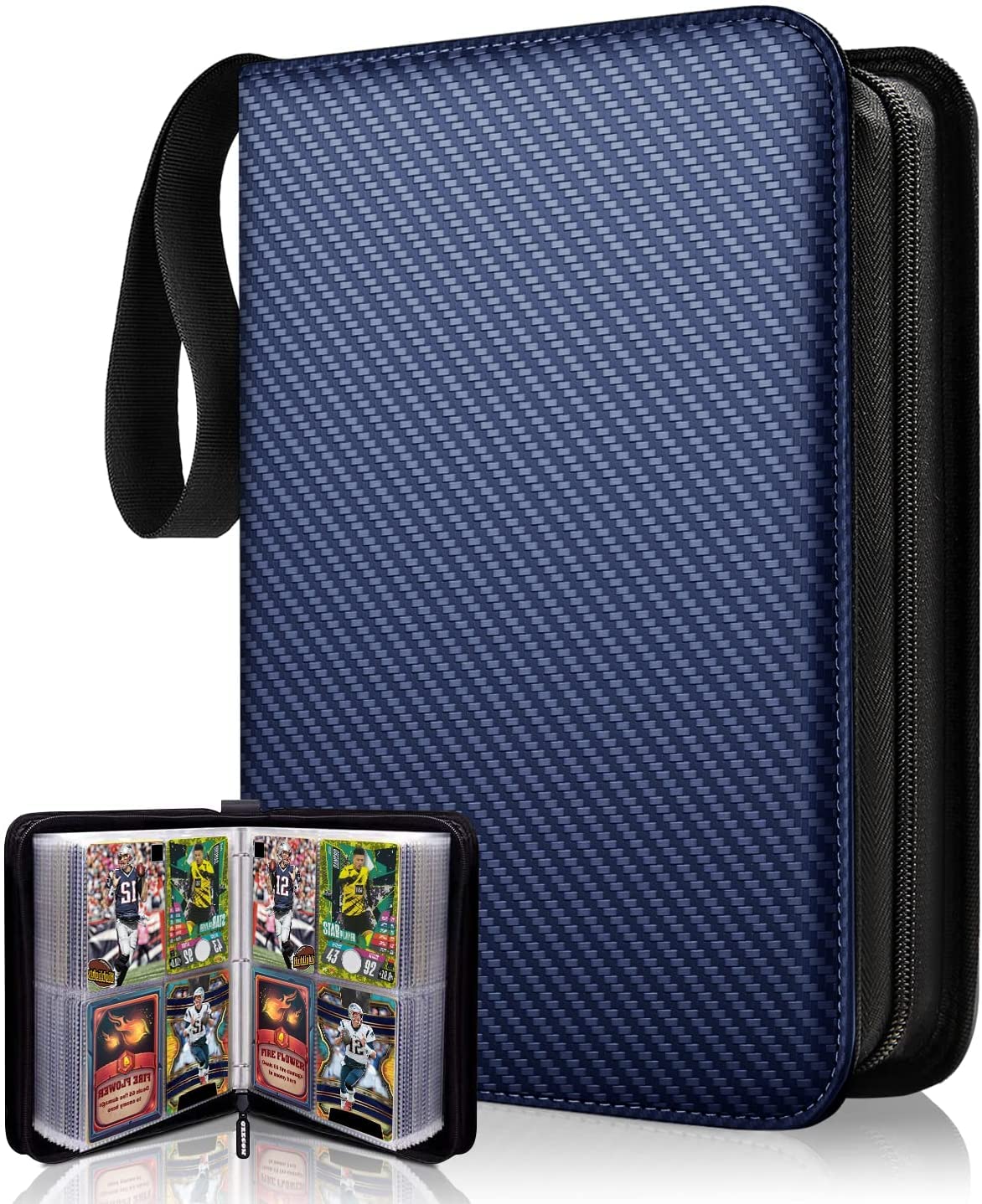 400-Pocket TONESPAC Trading Card Binder Organizer - Compatible with Baseball, Sports & Coupon Cards - Premium Card Sleeves Holder (Stripe Blue) - Perfect for Collectors, Tournaments & Storage
