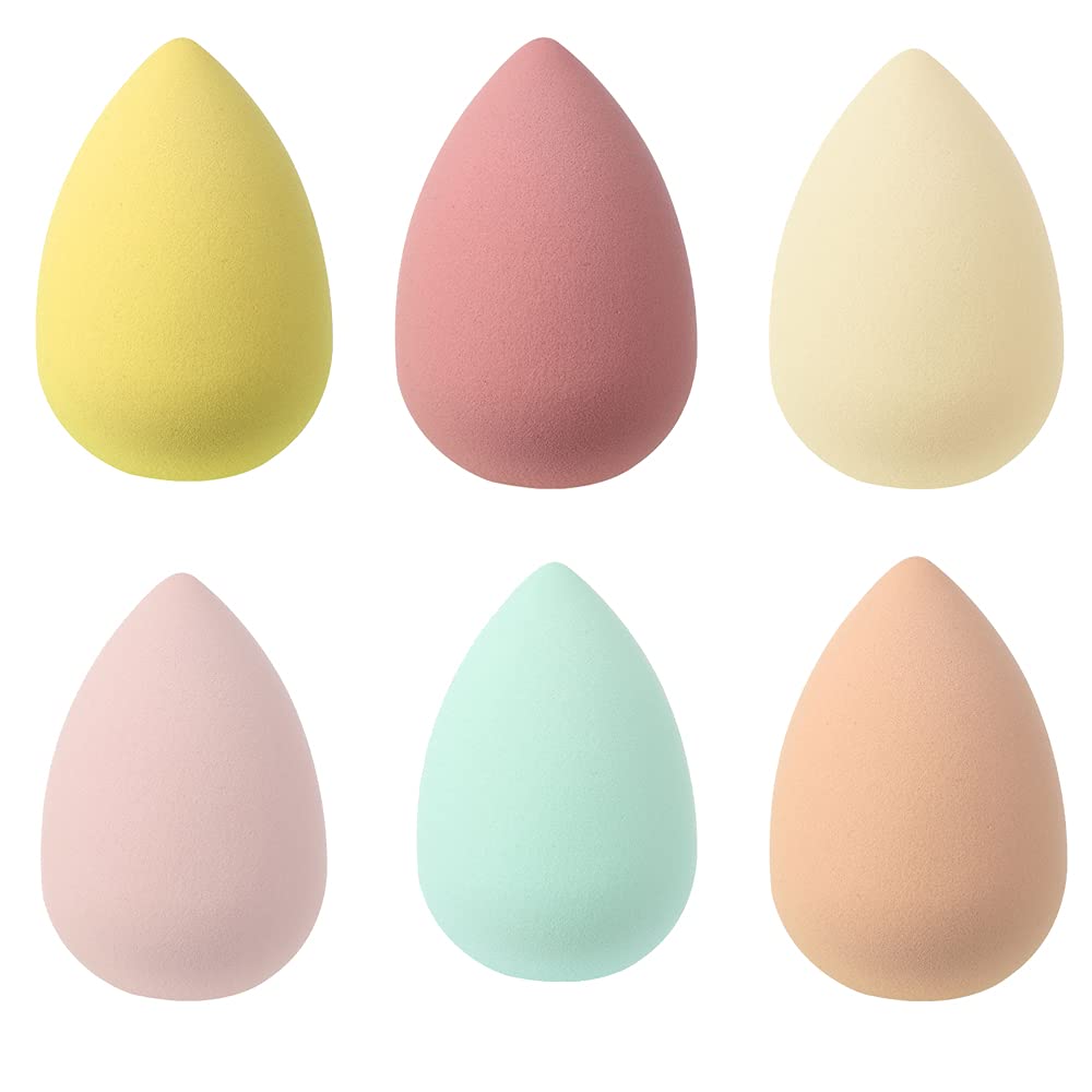 6-Piece Makeup Sponge Blender Set - Soft Non-Latex Beauty Blenders for Foundation, Cream, Powder & Liquid | Multi-Colored Cosmetic Sponges for Flawless Makeup Application at Home or Professional Use