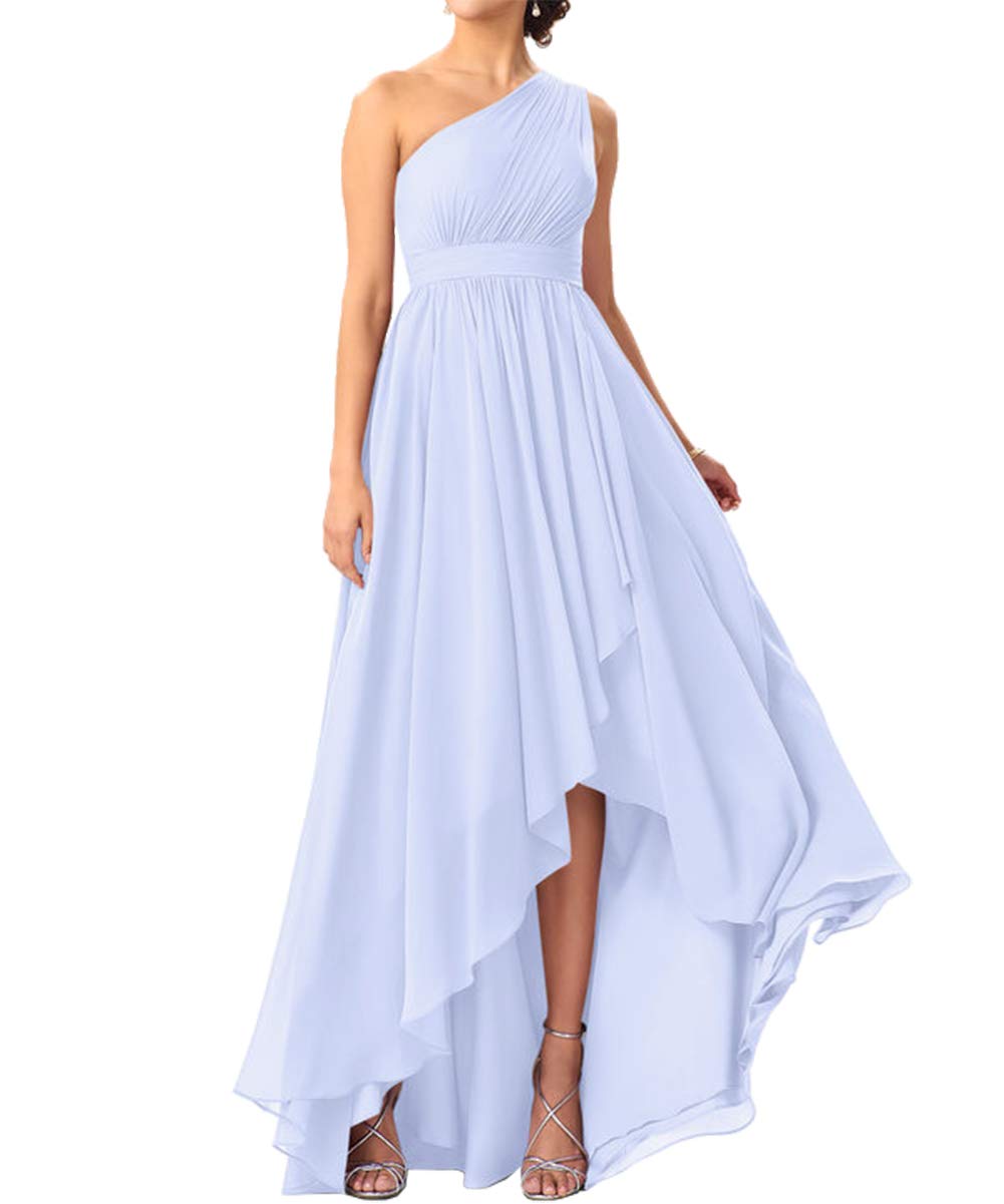 JAEDEN Elegant One Shoulder High Low Bridesmaid Dress - Chiffon Prom & Wedding Guest Gown for Formal Events, Parties & Special Occasions