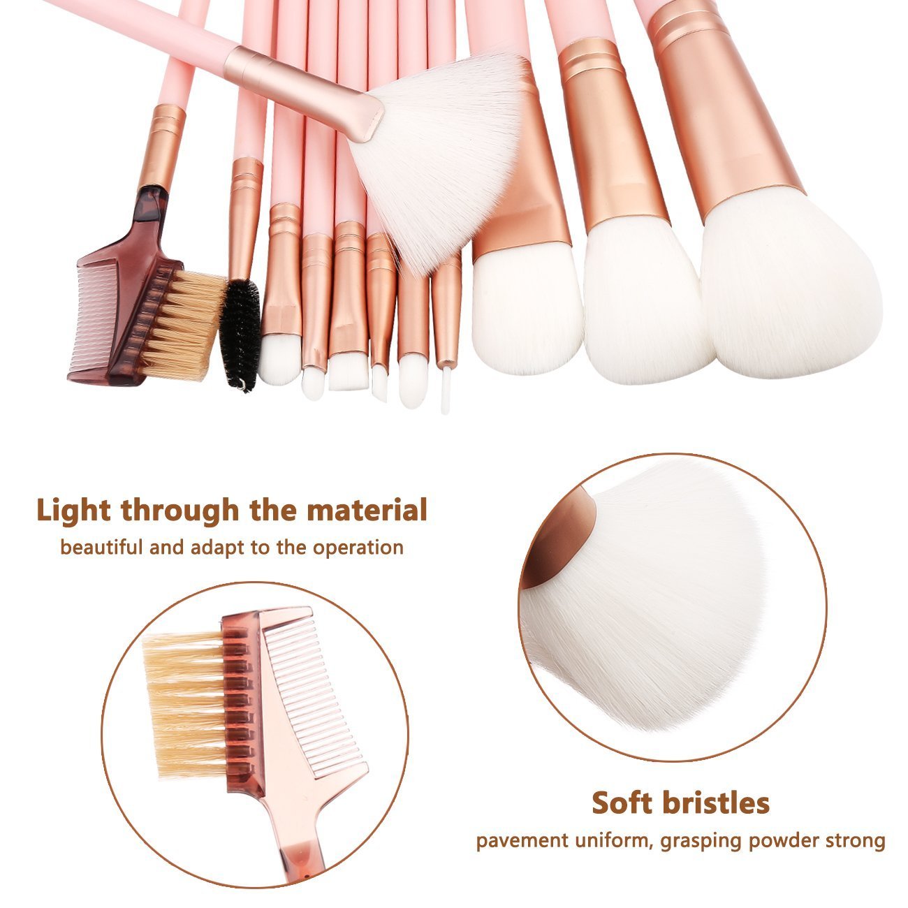 MACPLUS 12-Piece Makeup Brush Set with Storage Barrel - Soft Light Pink Brushes for Foundation, Blush, Eyeshadow & More | Perfect for Travel & Professional Makeup Artists