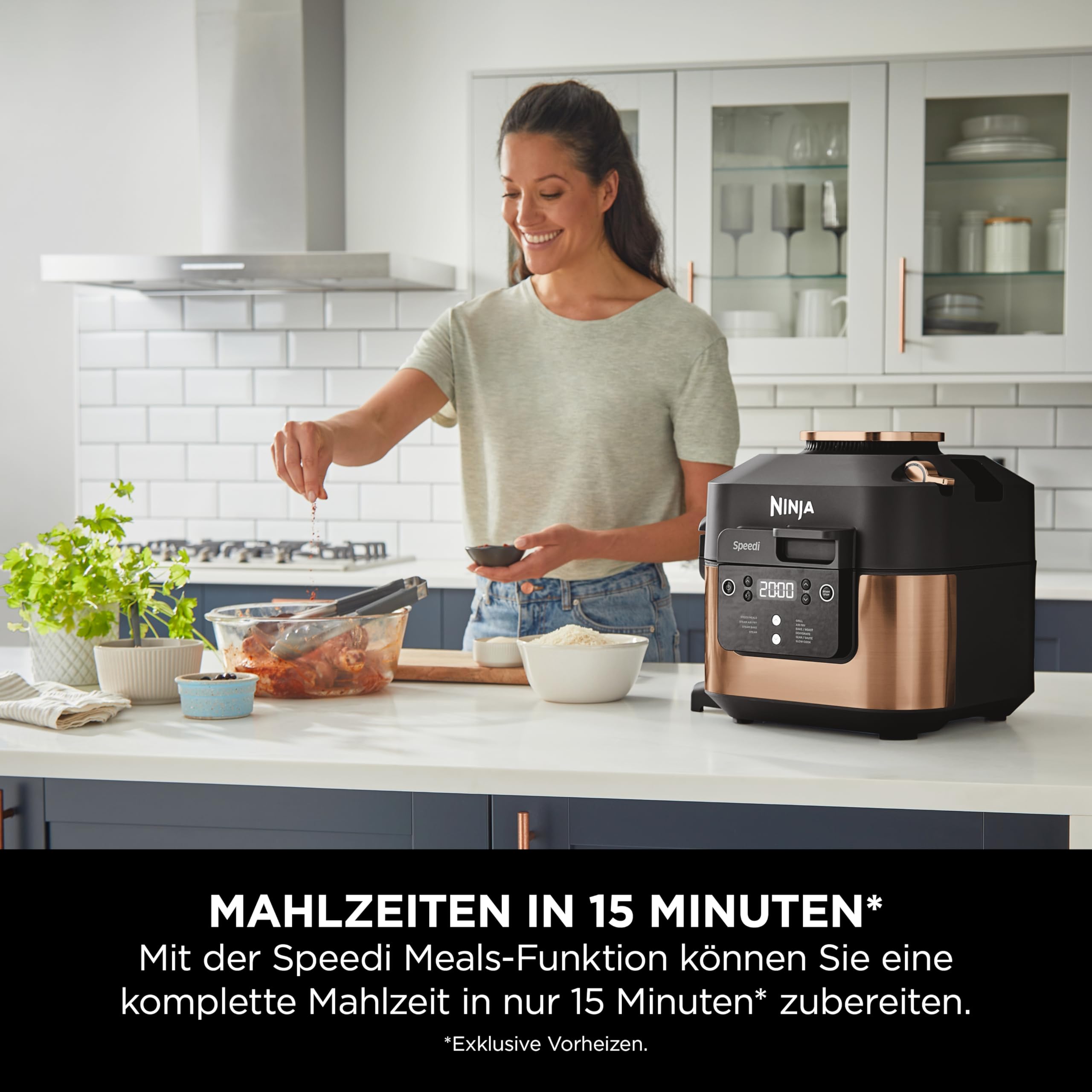 Ninja Speedi 10-in-1 Multi-Cooker with 5.7L Capacity | Air Fryer, Slow Cooker, Grill & Bake | Black & Copper (ON400EUCP) | Perfect for Family Meals, Quick Dinners & Healthy Cooking