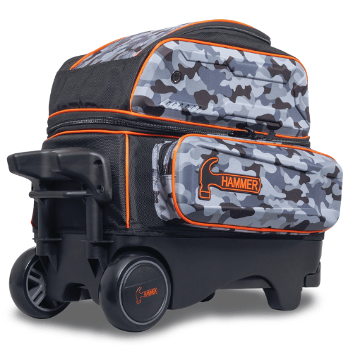 Hammer Gauntlet Double Roller Camo Bowling Bag - Durable 2-Wheel Rolling Bowling Ball Tote for Men & Women - Perfect for League Play, Tournaments & Practice Sessions