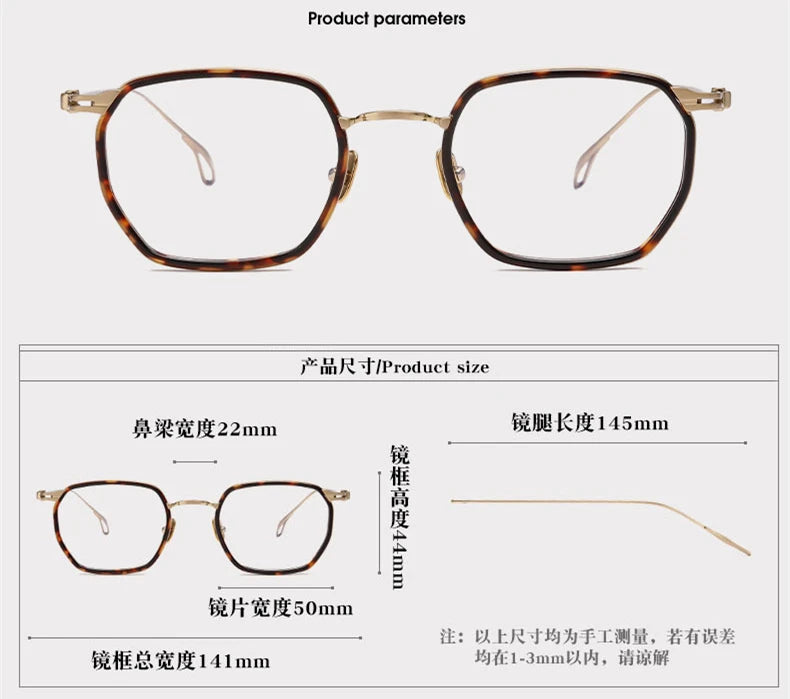 Stylish Unisex Black Titanium Acetate Square Frame Eyeglasses 49216 - Perfect for Work, Reading & Fashion Accessories