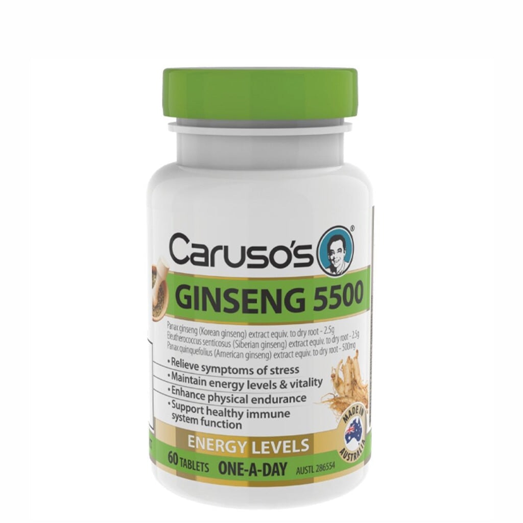 Caruso S Ginseng 5500 60T - Premium Korean Red Ginseng Supplement for Energy & Immunity Boost - Perfect for Daily Wellness & Stress Relief
