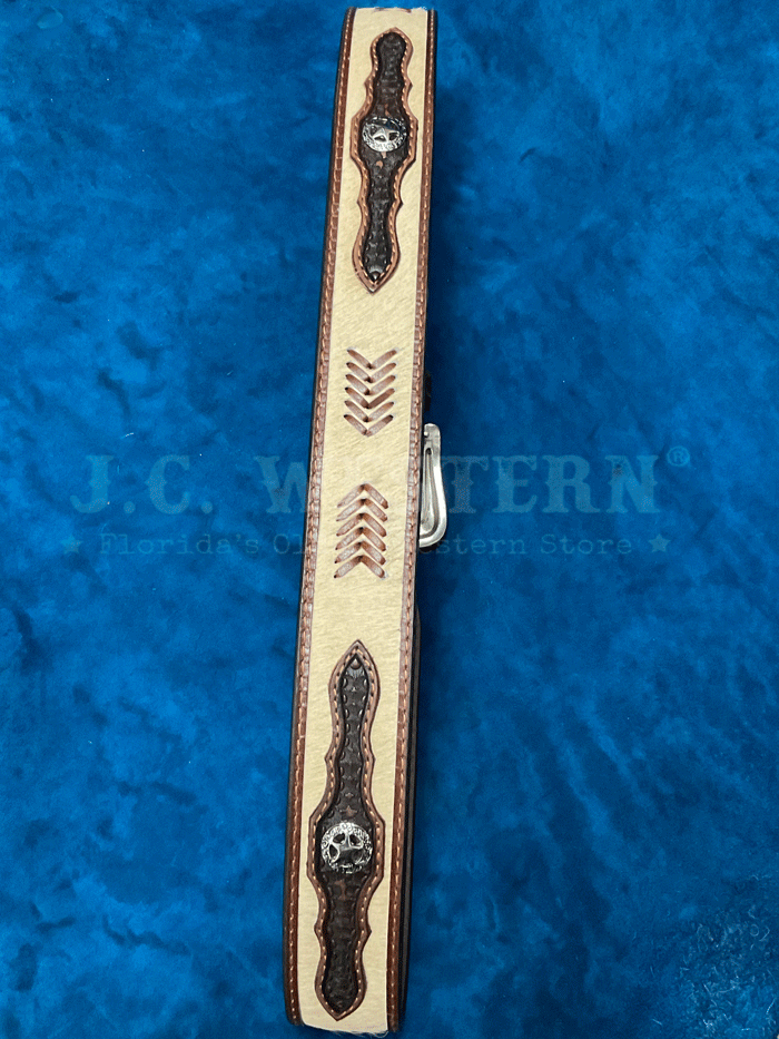 Nocona Men's Calf Hair Belt with Basket Star Design - Tan Western Style Belt for Cowboy Boots & Jeans | Perfect for Rodeo, Country Music Festivals & Western Fashion Outfits