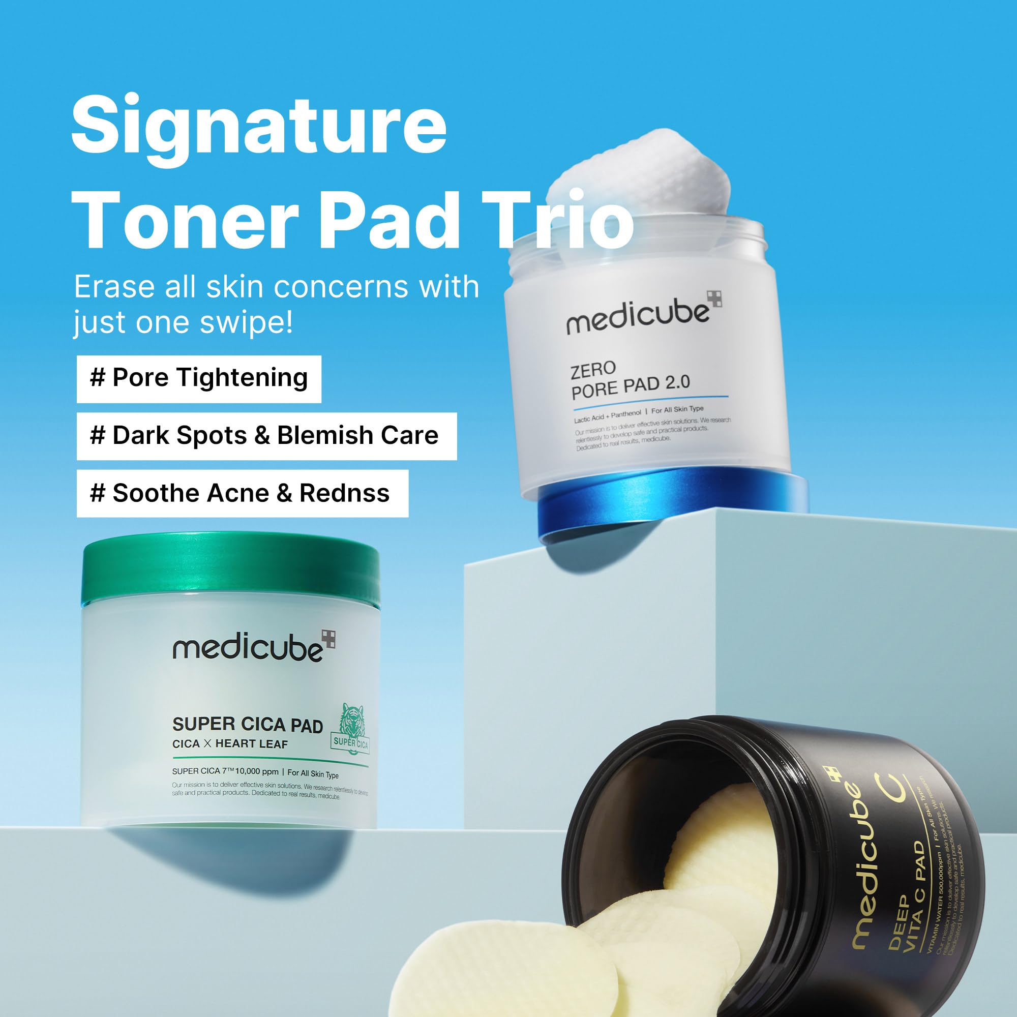 Medicube Toner Pads Gift Set - Korean Exfoliating & Hydrating Skincare Set with 210 Pads | Perfect Holiday, Christmas Gift for Women & Men | Ideal for Daily Skincare Routine, Travel & Gifting