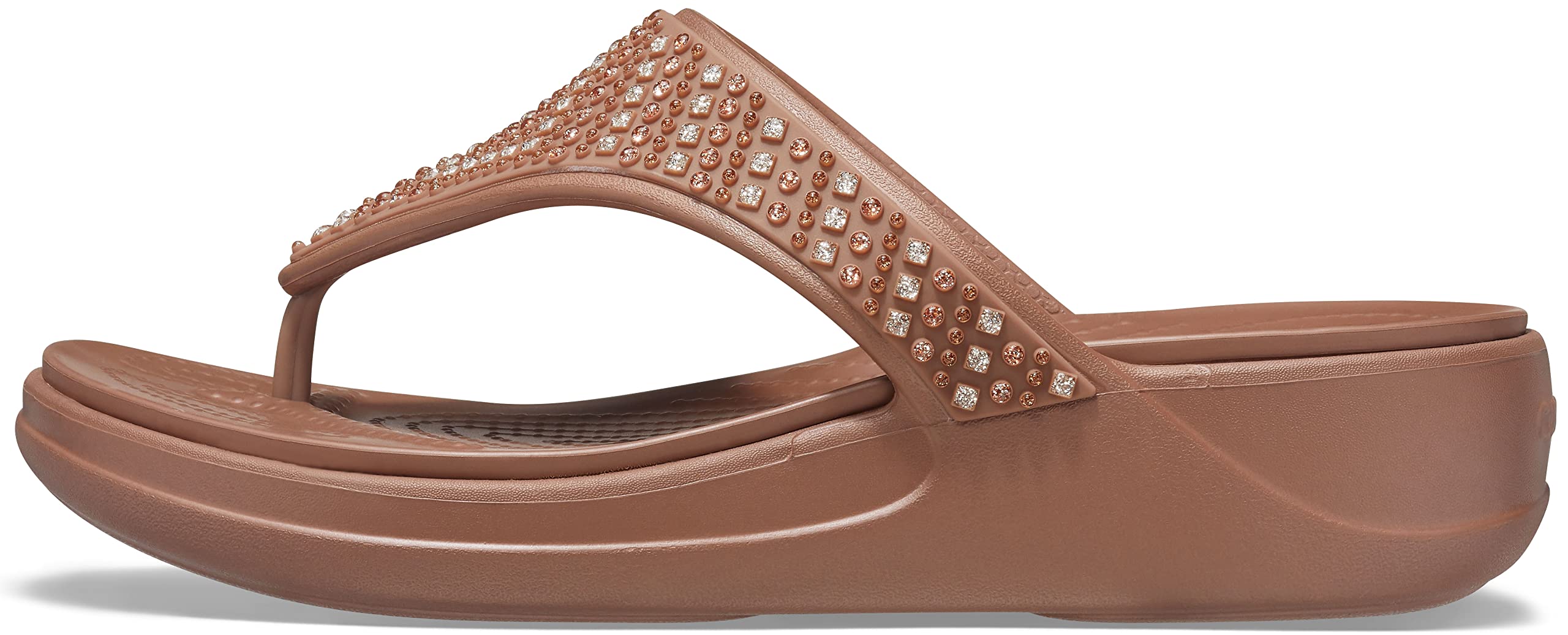 Crocs Women's Monterey Embellished Wedge Flip Flops - Comfortable Summer Sandals with Rhinestone Decorations | Perfect for Beach, Pool, and Casual Outings