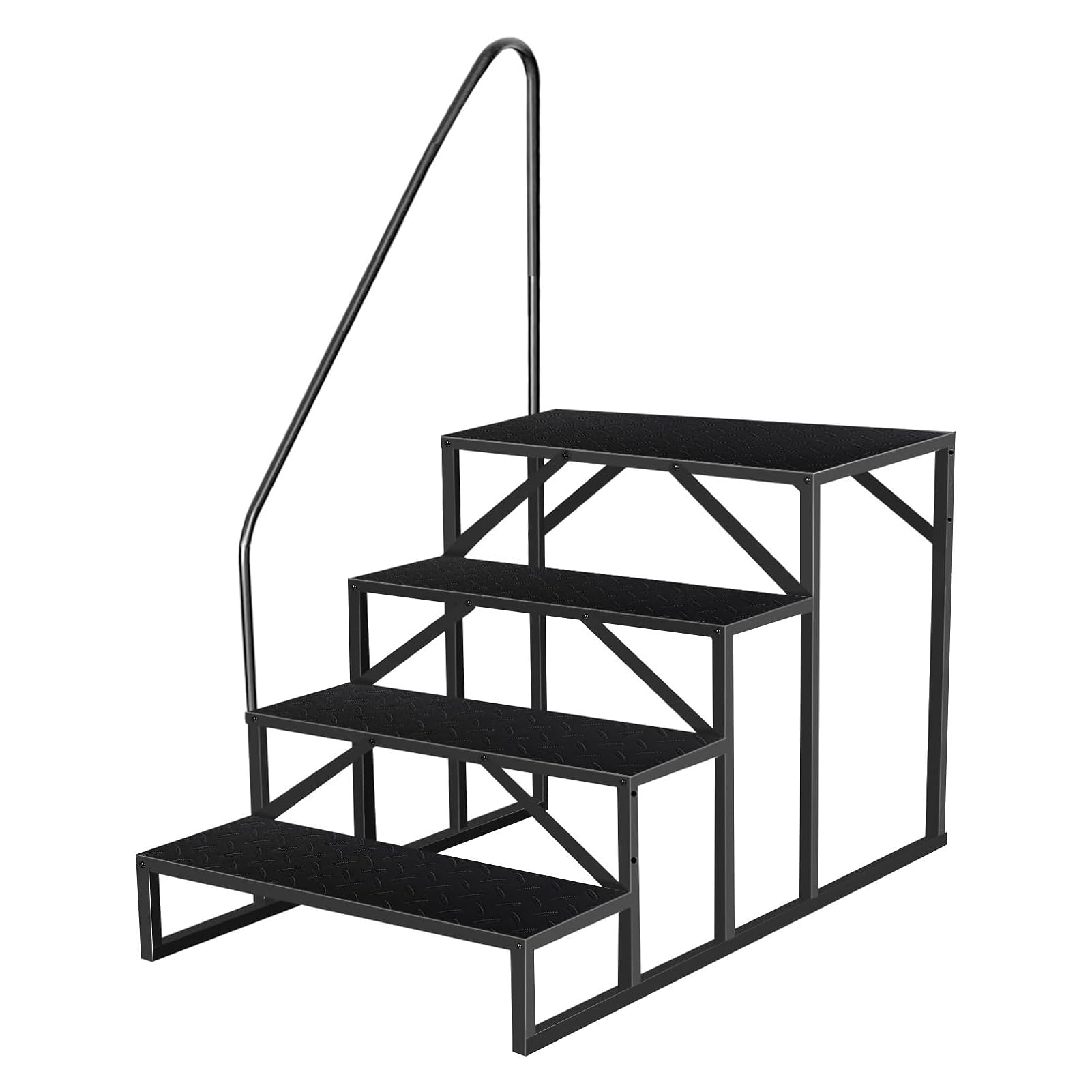 RV Steps with Handrail - 4 Step Anti-Slip Ladder 3.0 for Hot Tubs, Pools, Campers & Mobile Homes | Durable Outdoor Safety Stairs for Easy Access to RV, Above Ground Pool & Spa