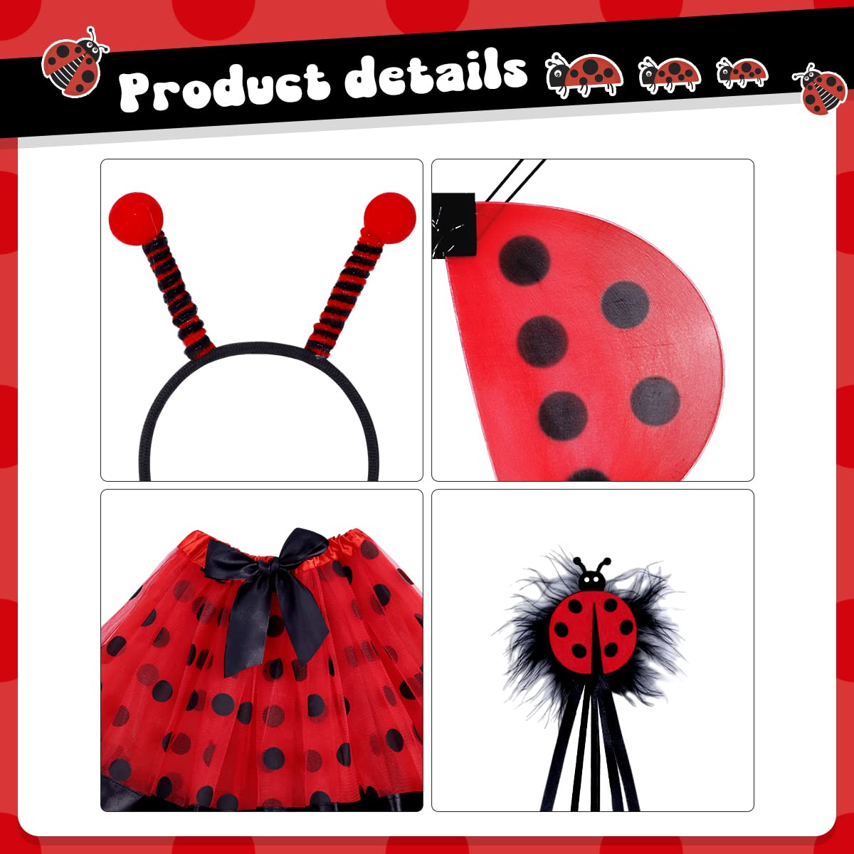 WILDPARTY Fairy Costume Set for Girls Age 3-8 - Butterfly Wings, Tutu Skirt, Hair Clips, Magic Wand, Headband & Veil | Perfect for Halloween, Dress-Up Parties & Fairy Themed Events