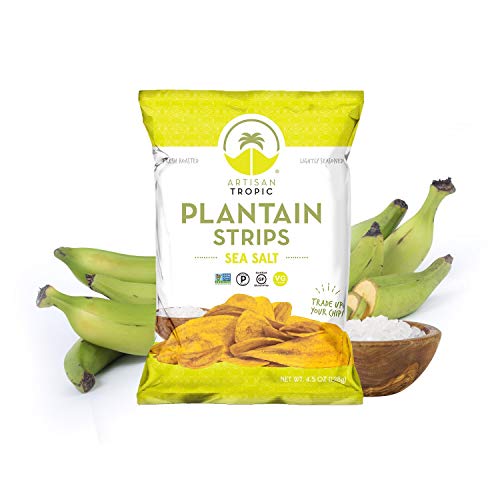 ARTISAN TROPIC Sea Salt Plantain Chips - Vegan, Paleo & Gluten Free Healthy Snacks - Whole30 Approved Baked Banana Chips - 4.5 Oz (2 Pack) - Perfect for On-the-Go, School Lunches & Movie Nights