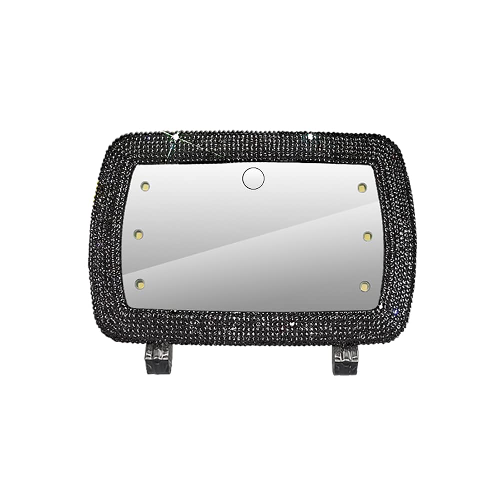 **Zcargel Universal Car Makeup Mirror - High-Definition Stainless Steel Sun Visor Mirror with Rhinestones & Glitter for Cars, Trucks, SUVs - Perfect for On-the-Go Touch-Ups & Vanity Use**
