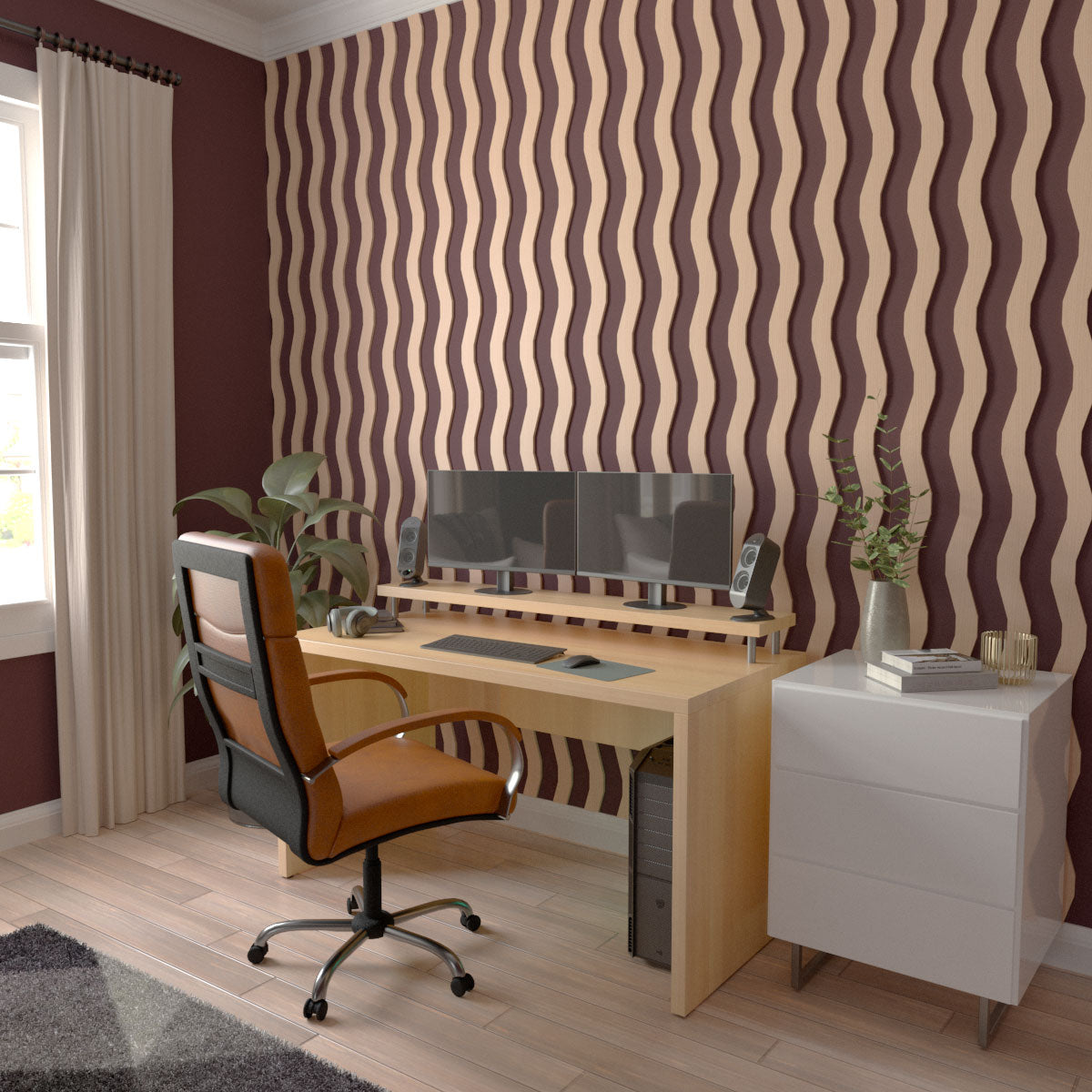 Adjustable Wood Slat Wall Kit - Brazos Modern Acoustic Panel for Home & Office Decor - DIY Room Divider & Soundproofing Solution