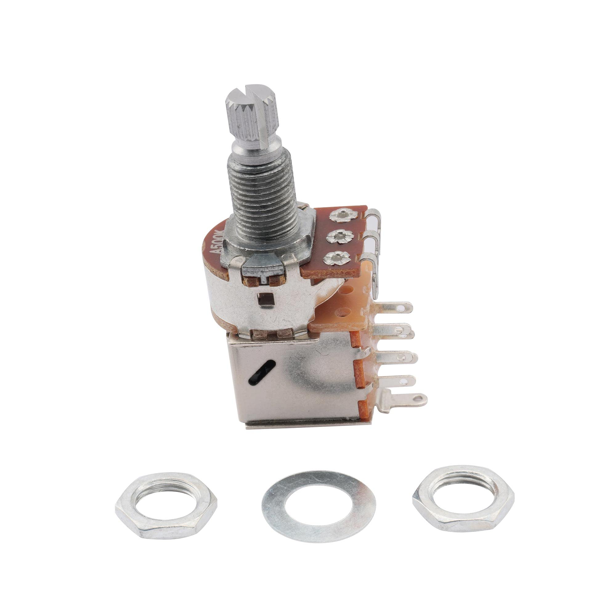 Musiclily A500K Push Pull Potentiometer - 500K Ohm Audio Taper Split Shaft Guitar Volume/Tone Control - Compatible with Electric Guitar & Bass (2-Pack) - Perfect for DIY Guitar Mods & Tone Customization