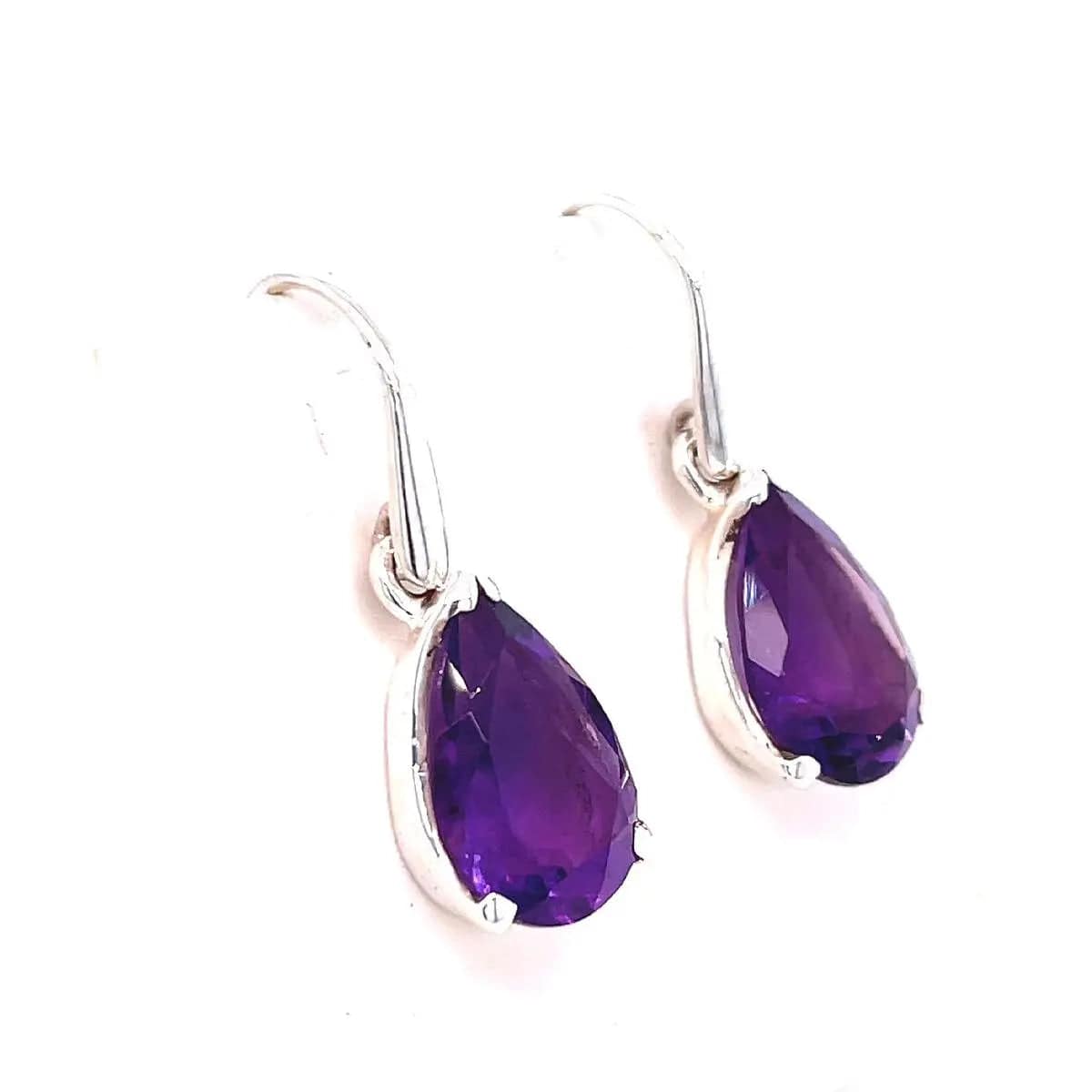 Amethyst Sterling Silver Earrings for Women - Dainty Purple Gemstone Jewelry for Everyday Wear & Special Occasions