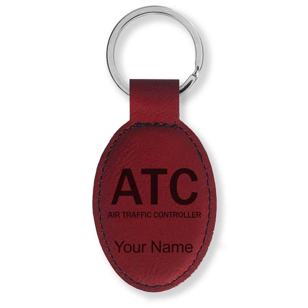 Custom LaserGram Oval Keychain for ATC Air Traffic Controllers - Personalized Engraved Gift for Aviation Professionals | Perfect for Work, Travel & Everyday Use