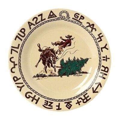 Branded Cowboy Christmas Western Dessert Plate - Holiday Party Tableware for Western Themed Events & Cowboy Christmas Decorations
