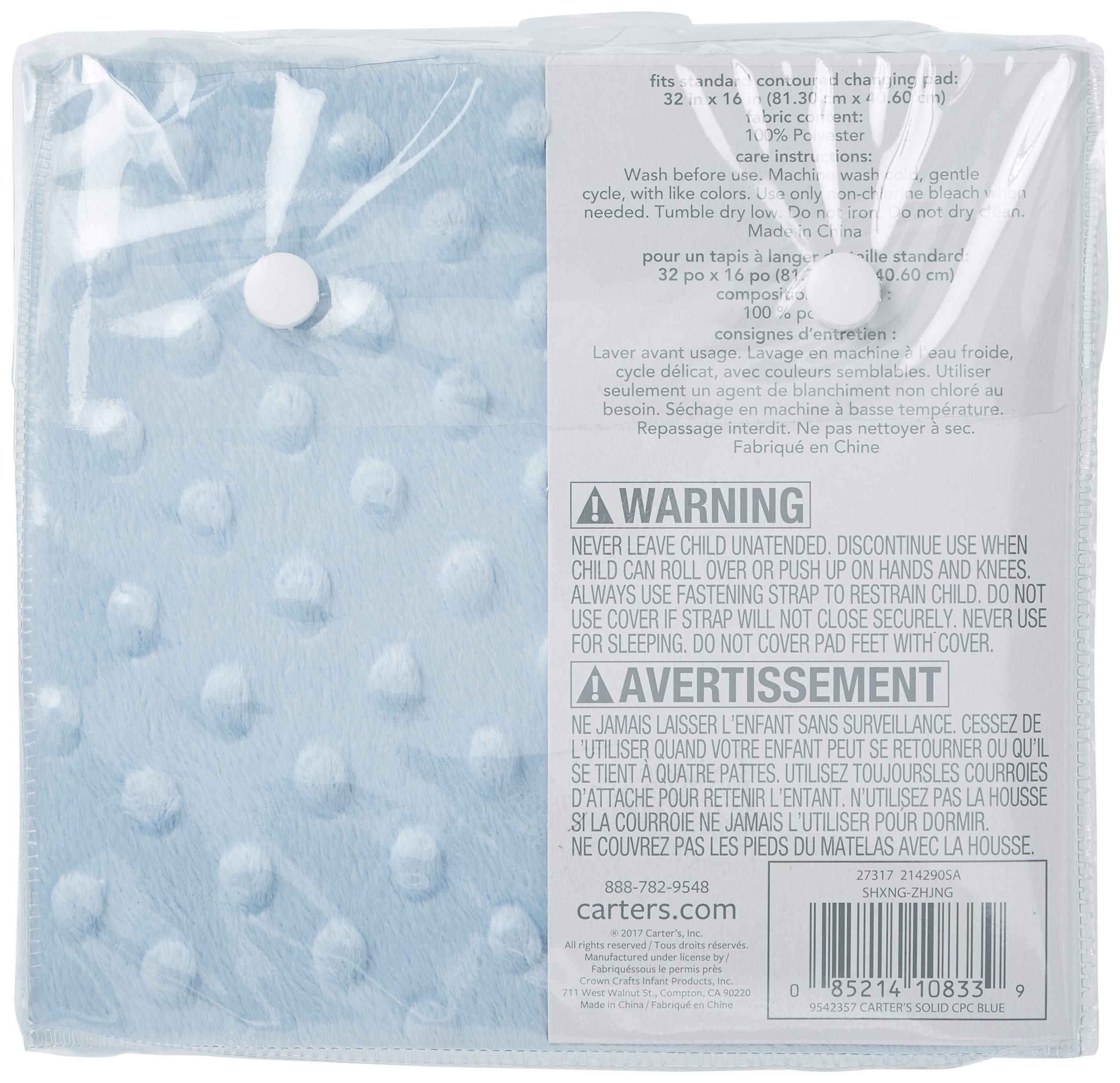 Carter's Soft Plush Velboa Bubble Dot Baby Changing Pad Cover - Blue | Waterproof & Comfortable for Nursery, Diaper Changing Station & Travel