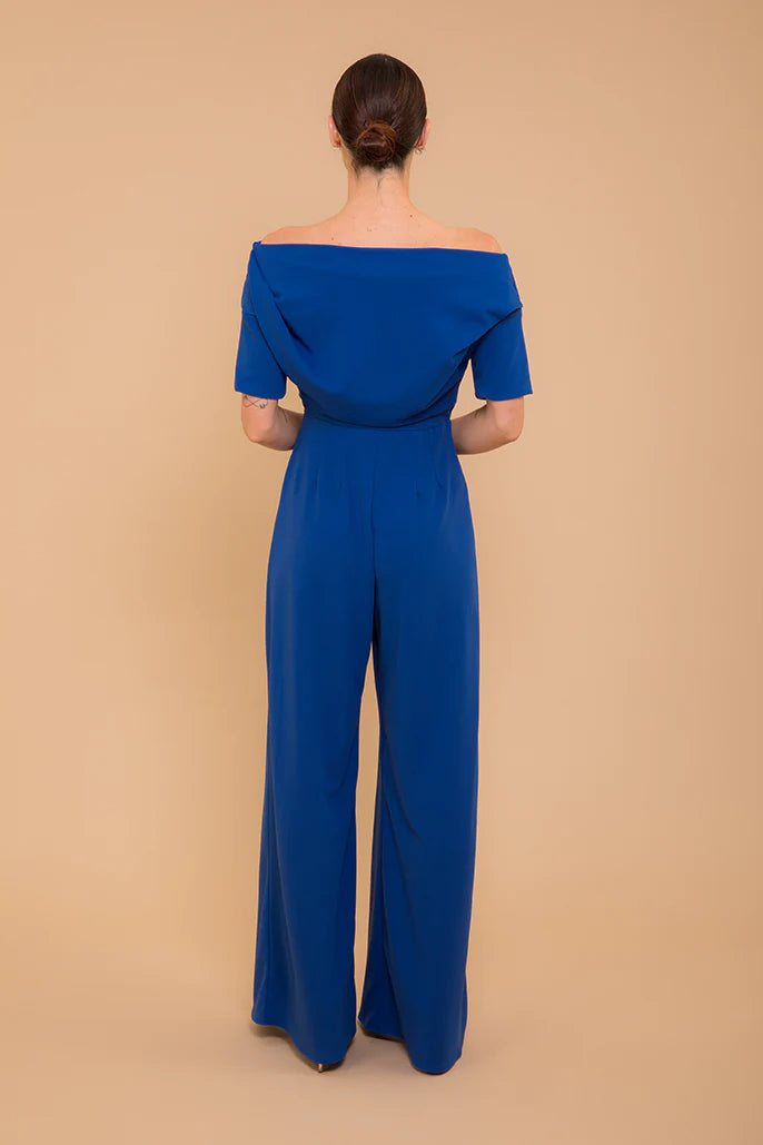 Lima Crepe Jumpsuit for Women - Cobalt Blue Stretchy Comfortable Romper | Perfect for Casual Outings, Date Nights & Summer Vacations