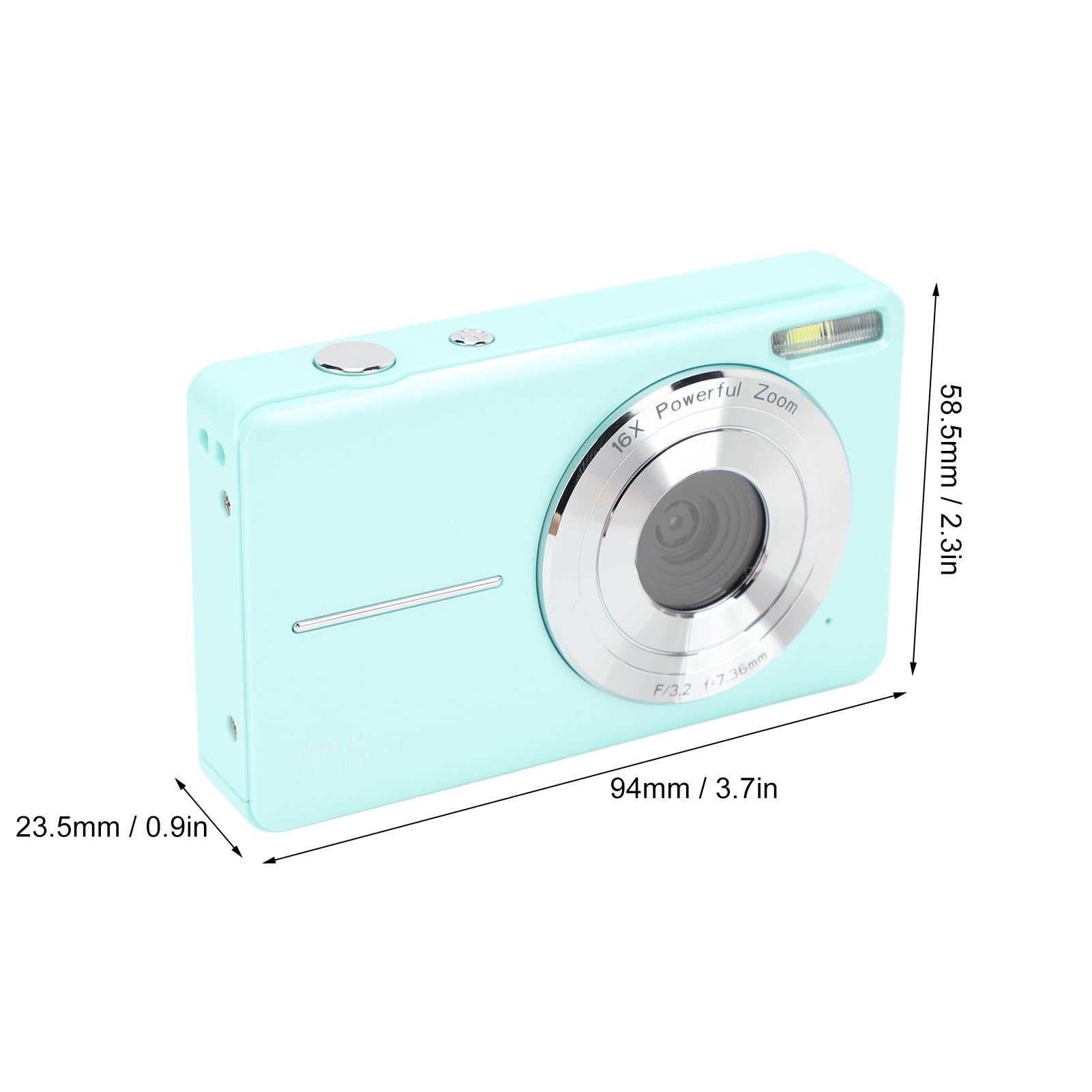 44MP Small Portable Digital Camera for Teens & Students - Compact, Lightweight, Green | Perfect for Travel, Vlogging, and Everyday Photography