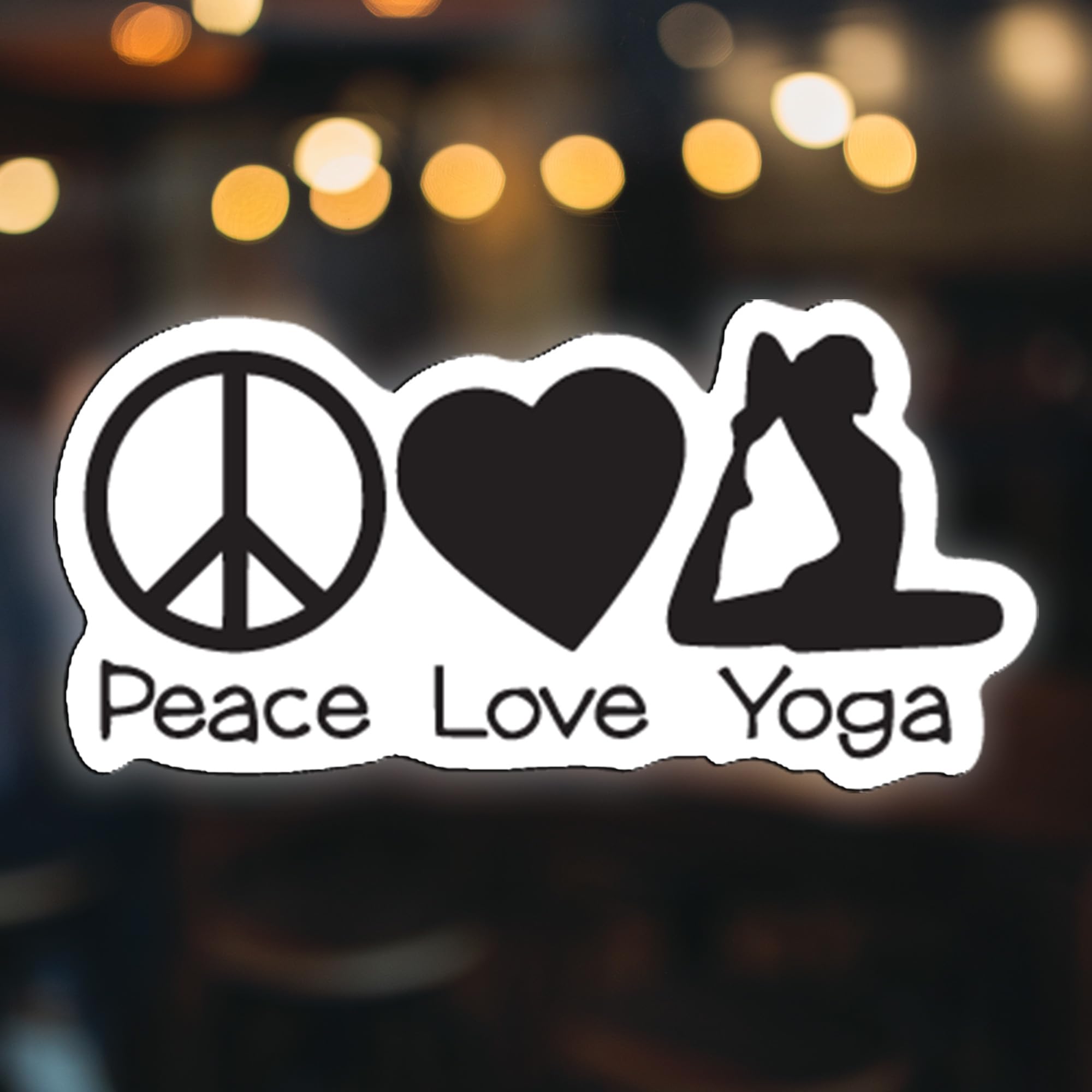 Peace Love Yoga Girl Vinyl Decal Sticker - Black on White Background | 5.5 Inch Removable Waterproof Sticker for Cars, Windows, Walls, Laptops | KCD2370 | Perfect for Yoga Lovers, Meditation Spaces & Boho Home Decor