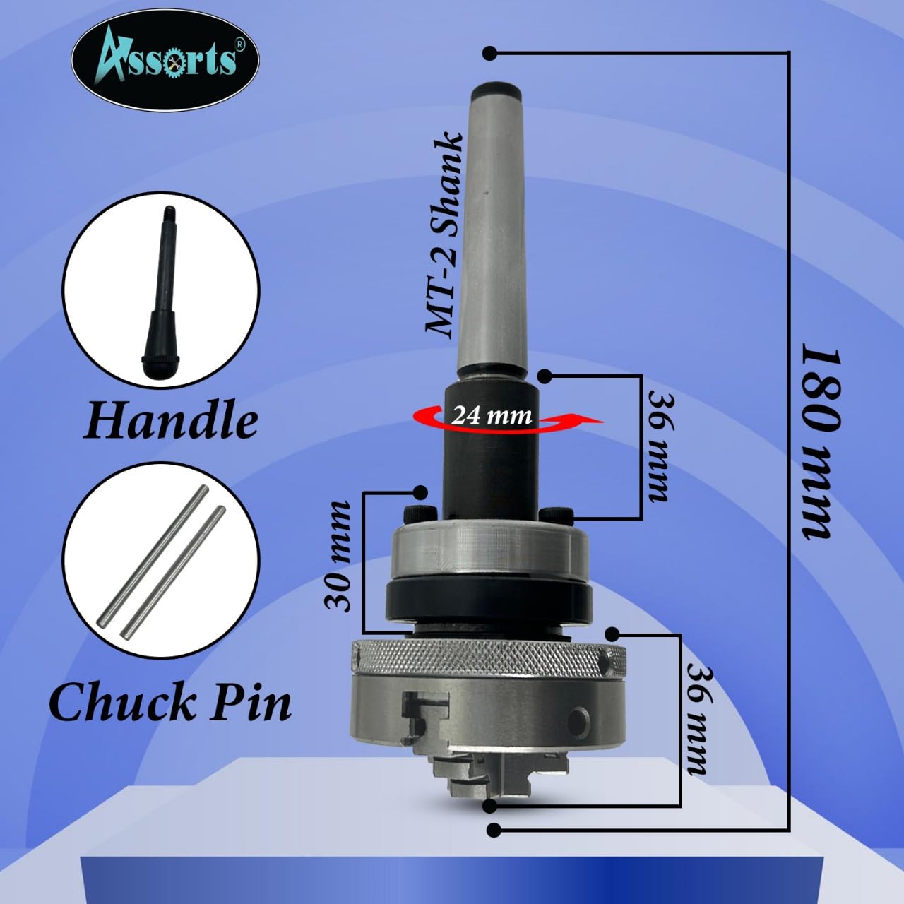 2MT Shank Lathe Tailstock Die Holder - Tapping, Threading, Reaming & Drilling Tool with 65mm Chuck for Metalworking & DIY Projects