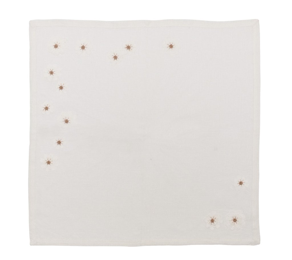 Premium White & Natural Linen Napkins Set of 4 - Elegant Dinner Table Decor for Weddings, Parties & Fine Dining