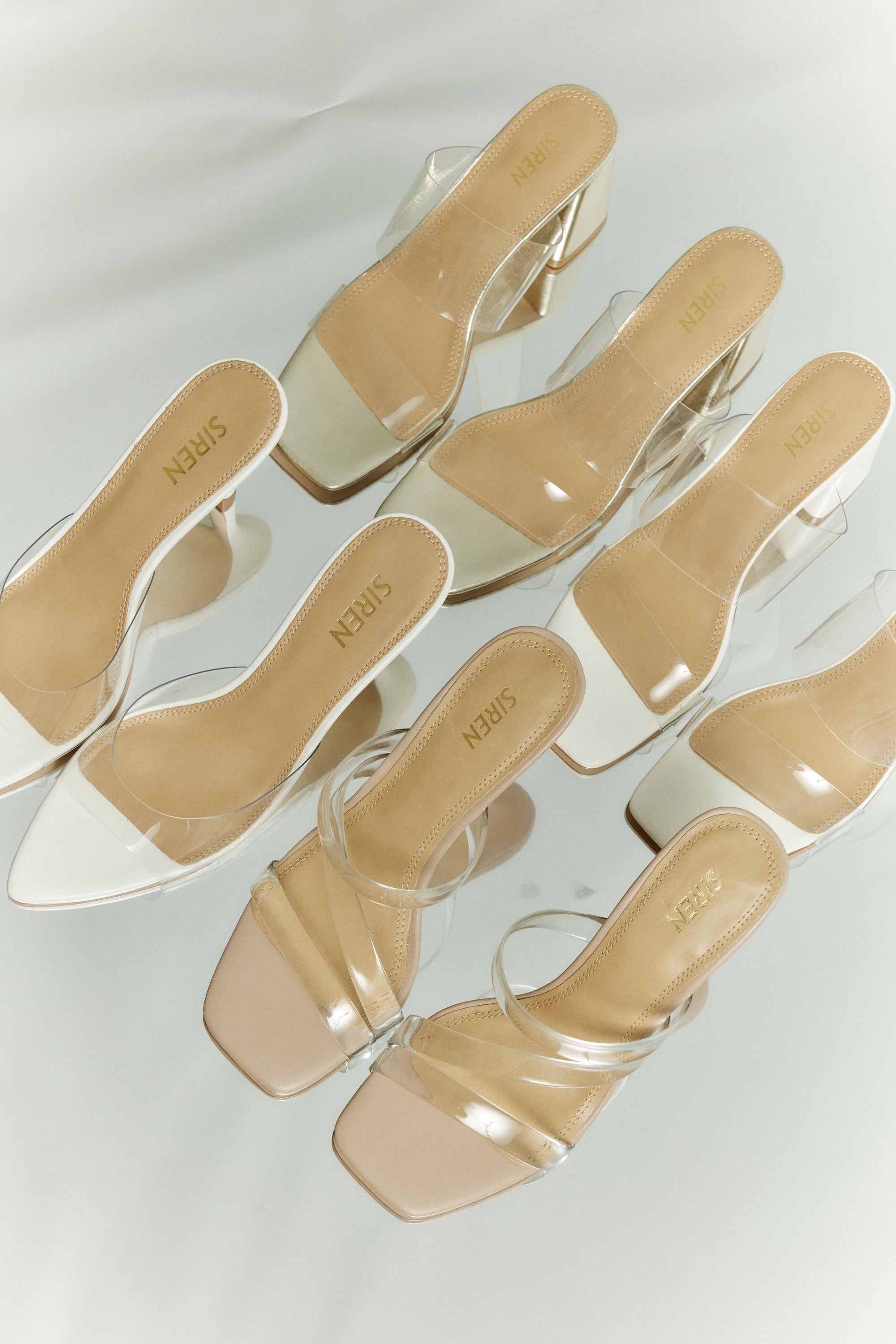 Stylish Strife Block Heel Mules in Gold Metallic Leather & Vinylite - Perfect for Office, Parties & Evening Events