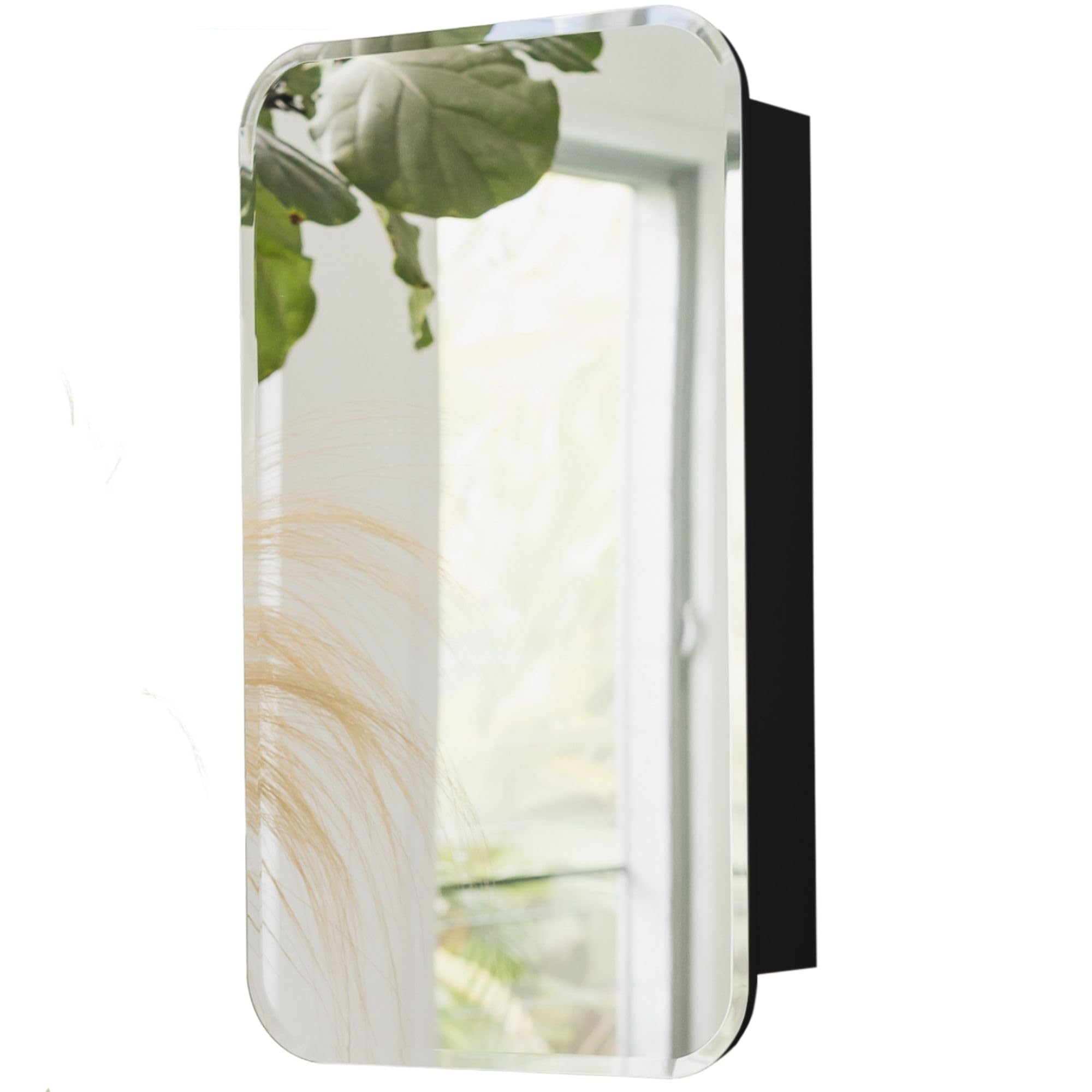Black Farmhouse Bathroom Medicine Cabinet with Mirror - 16