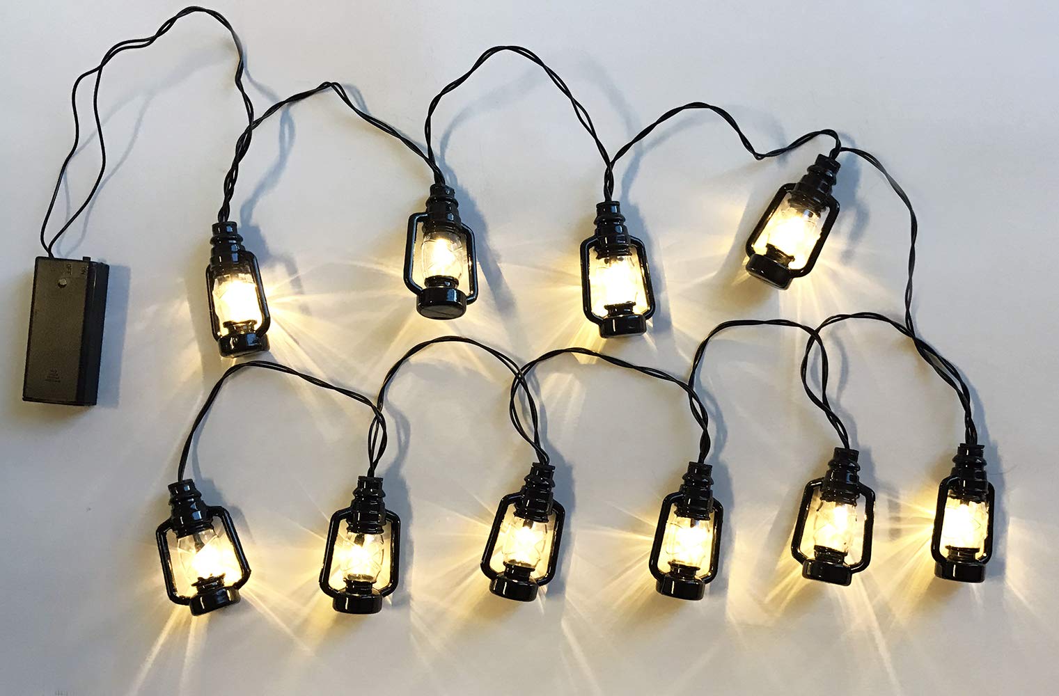 BANBERRY DESIGNS Black LED Lantern String Lights - 10 Battery Operated 3