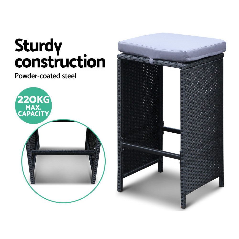 Gardeon 7-Piece Outdoor Bar Table Set in Black - Perfect for Patio, Deck, and Backyard Entertaining