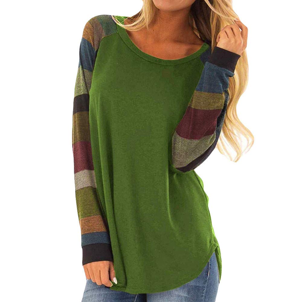 Gillberry Women's Cotton Long Sleeve Round Neck Blouse - Casual T-Shirt Top with Stylish Splice Design | Perfect for Office, Date Night & Everyday Wear