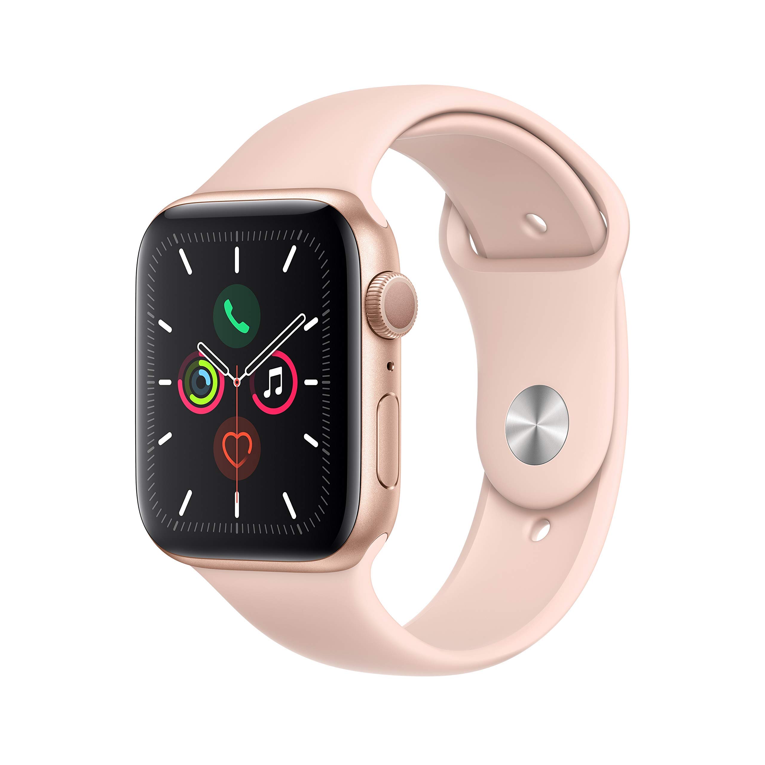 Apple Watch Series 5 GPS 44mm Gold Aluminum Case with Pink Sand Sport Band - Renewed Smartwatch for Women, Fitness Tracking & Heart Rate Monitor - Perfect for Running, Workouts & Daily Activity Tracking