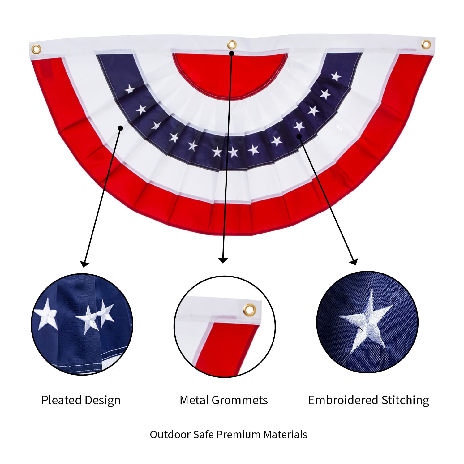 2x4ft American Flag Bunting - Durable Weatherproof Outdoor/Indoor Decor for Home, Garden & Parties