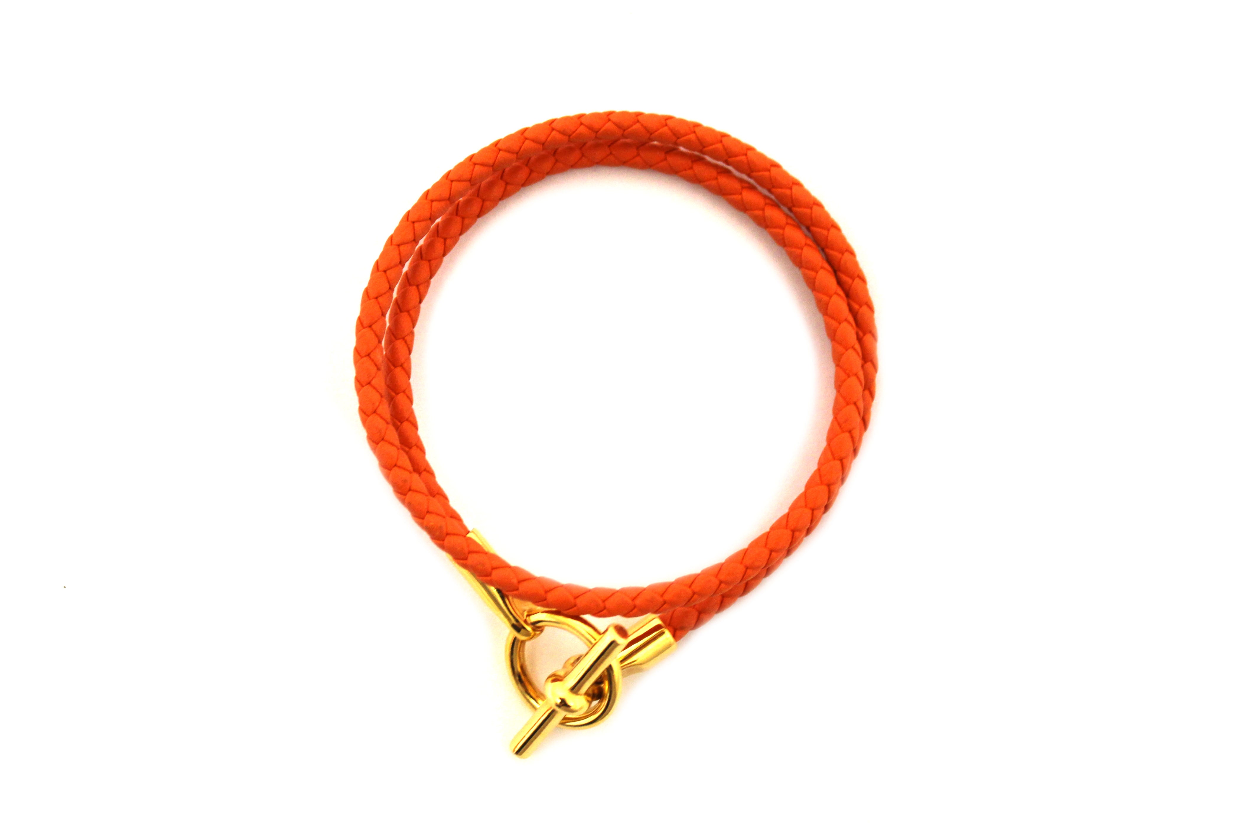 Authentic Hermès Orange Glenan Double Tour Leather Bracelet - Stylish & Elegant Jewelry for Women, Perfect for Daily Wear, Parties & Gifts