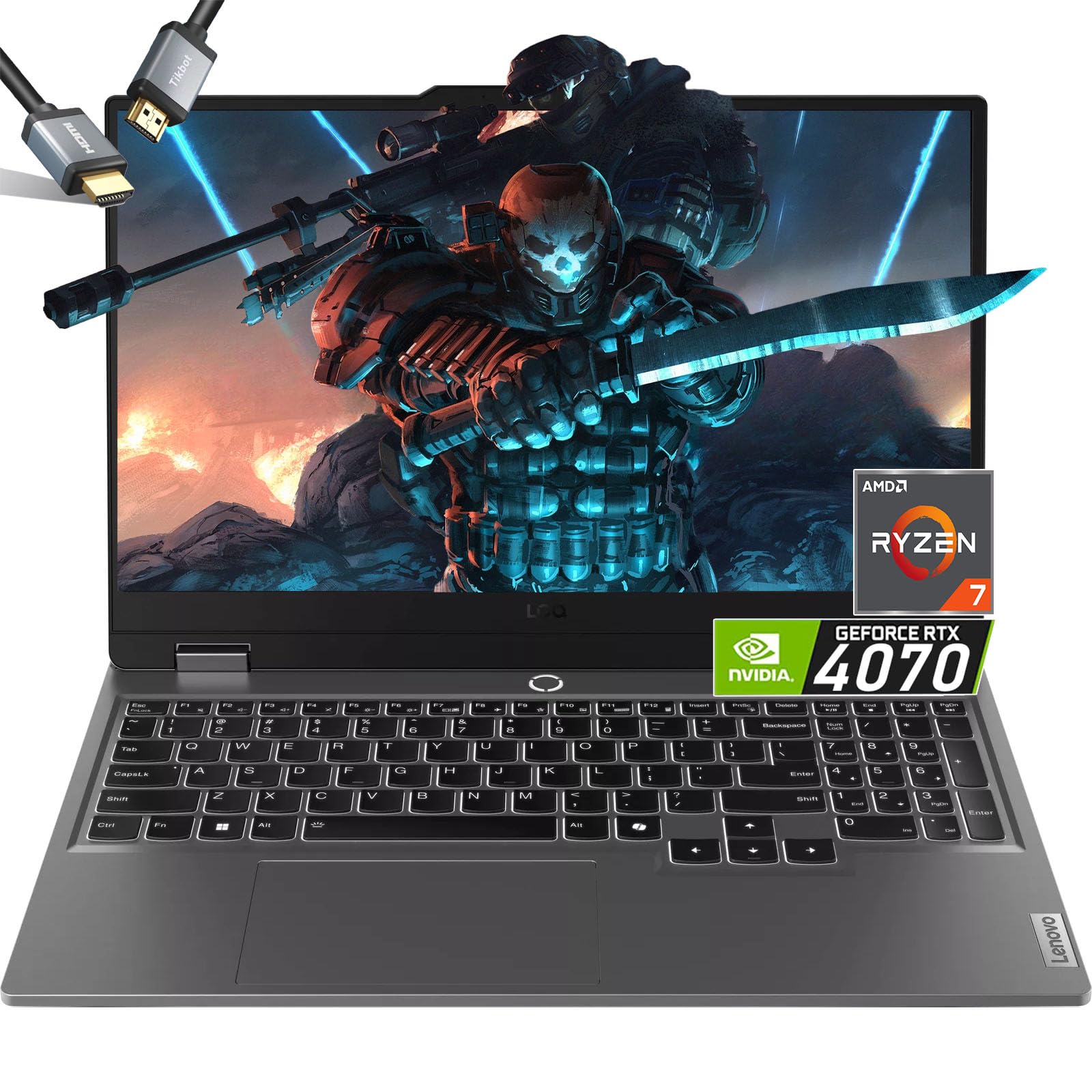 Lenovo LOQ 15 Gaming Laptop with RTX 4070 | AMD Ryzen 7 7435HS (Outperforms i7-12650H) | 15.6