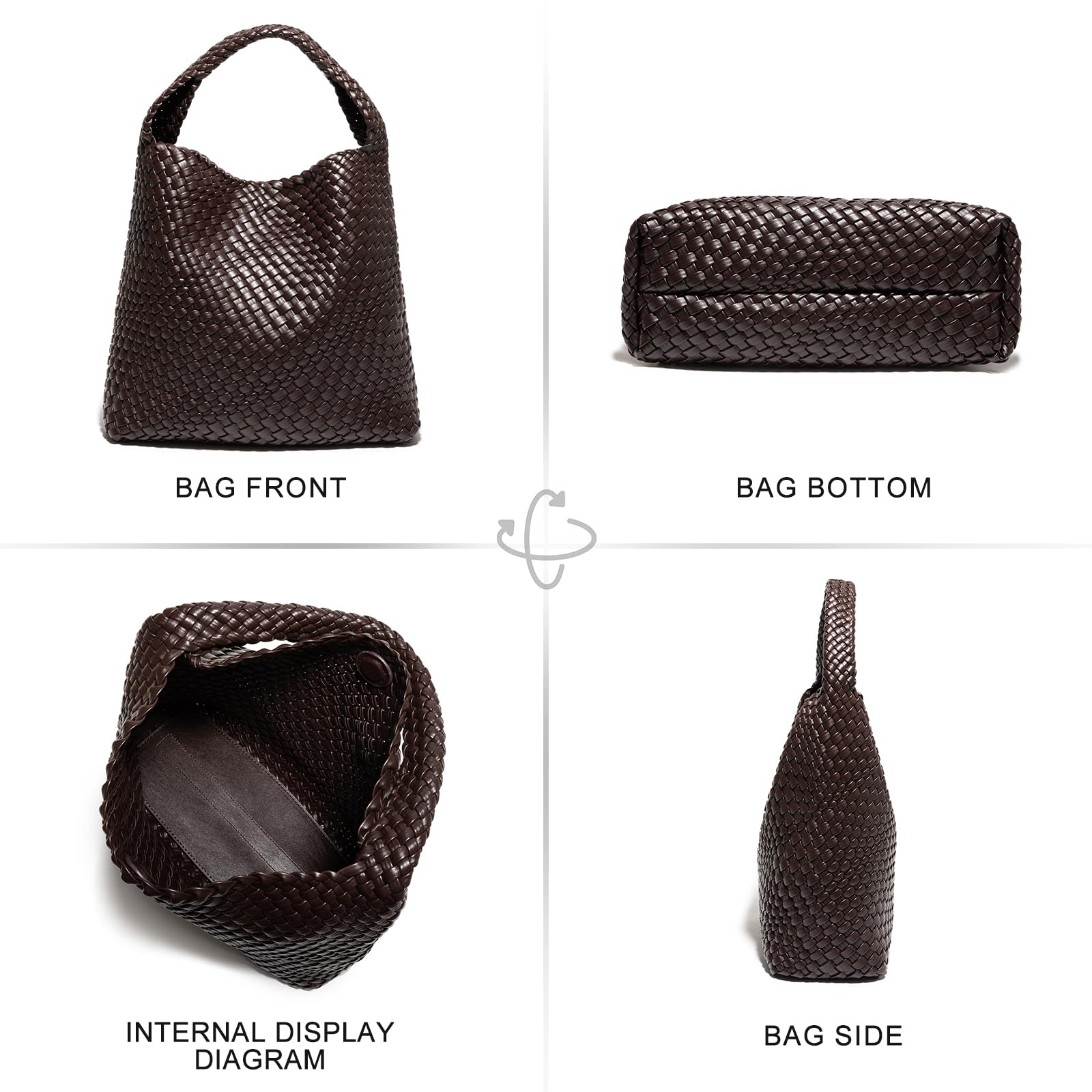 Eco-Friendly Woven Vegan Leather Tote Bag for Women - Stylish Shoulder & Top-Handle Handbag - Perfect for Work, Travel, and Everyday Use