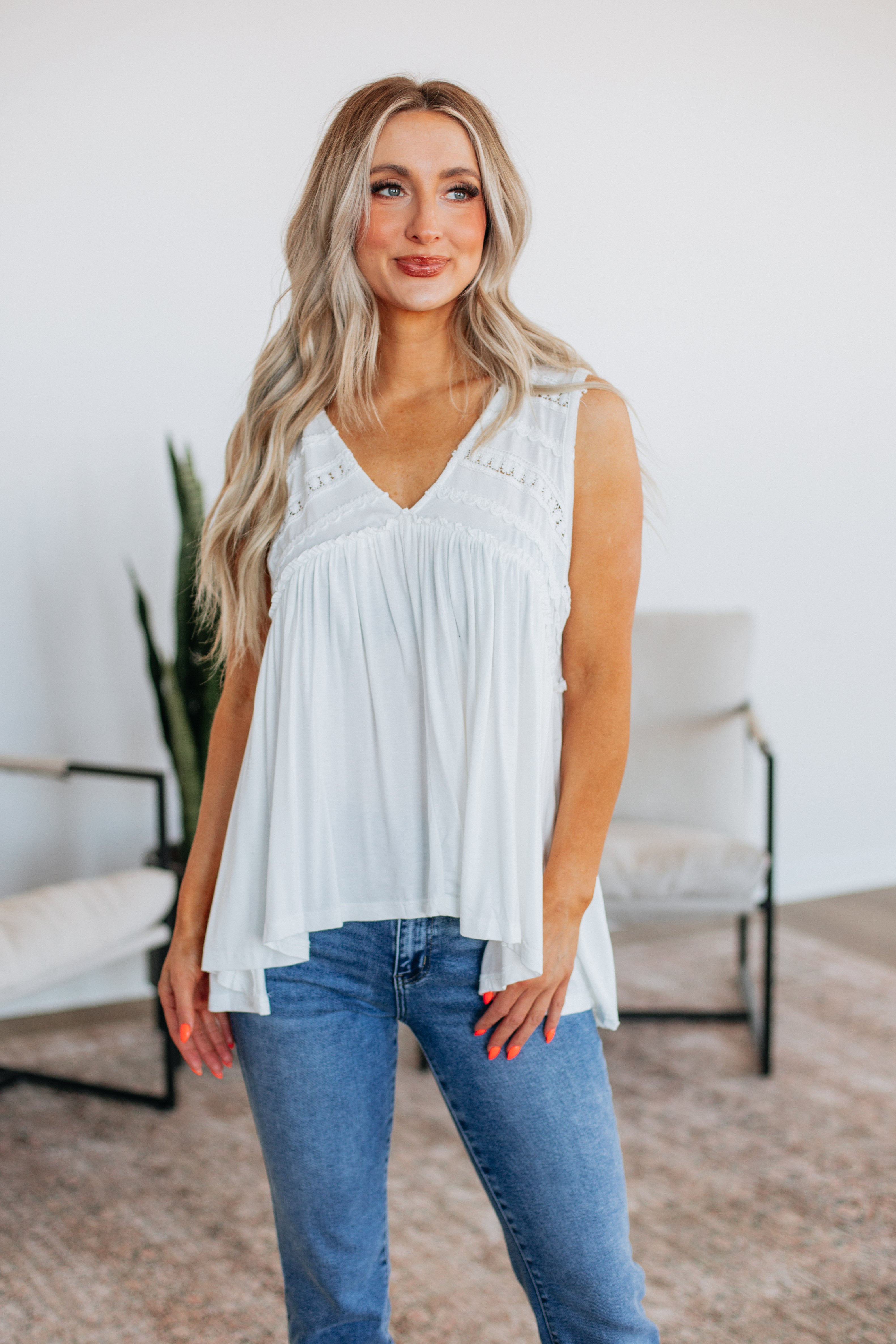 Dovile Babydoll Tank Top for Women - Ivory Lace Camisole | Comfortable Sleepwear & Loungewear for Relaxing at Home