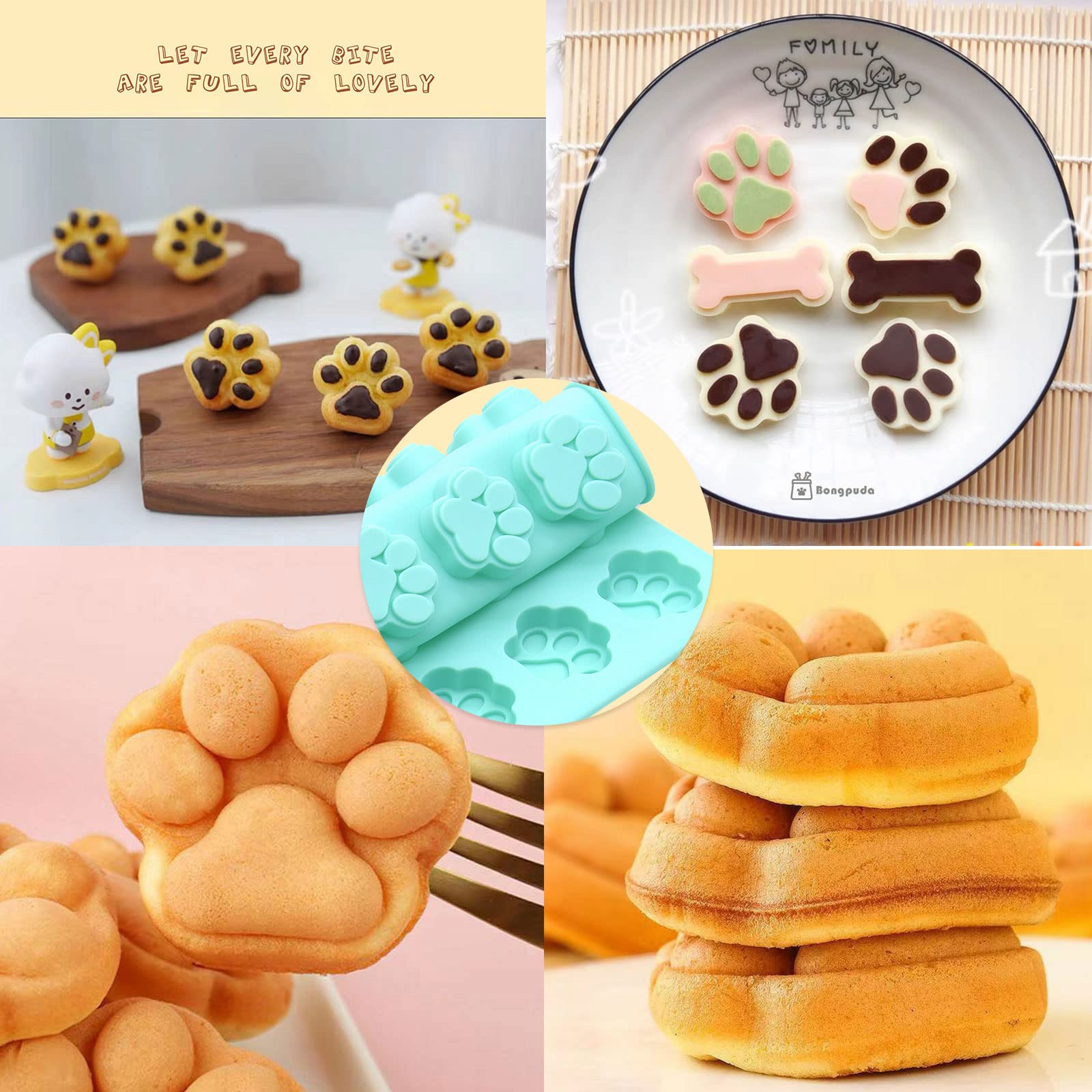 2 Pcs Silicone Dog Treat Molds for Baking & Frozen - Paw & Bone Candy Molds for Chocolate, Yogurt, Jelly, Ice Cube - Perfect for Homemade Dog Treats, Party Favors & Pet Training Rewards (Green)