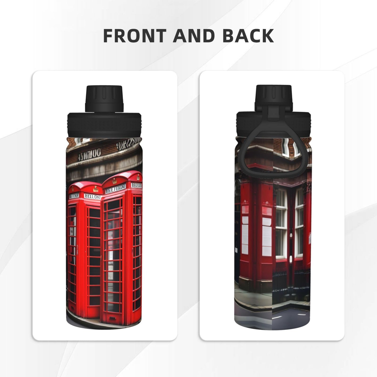 GaxfjRu Insulated Stainless Steel Water Bottle 510ml - Outdoor Sports & Travel Thermos for Hiking, Cycling & Camping - Perfect for London Phone Booth Enthusiasts