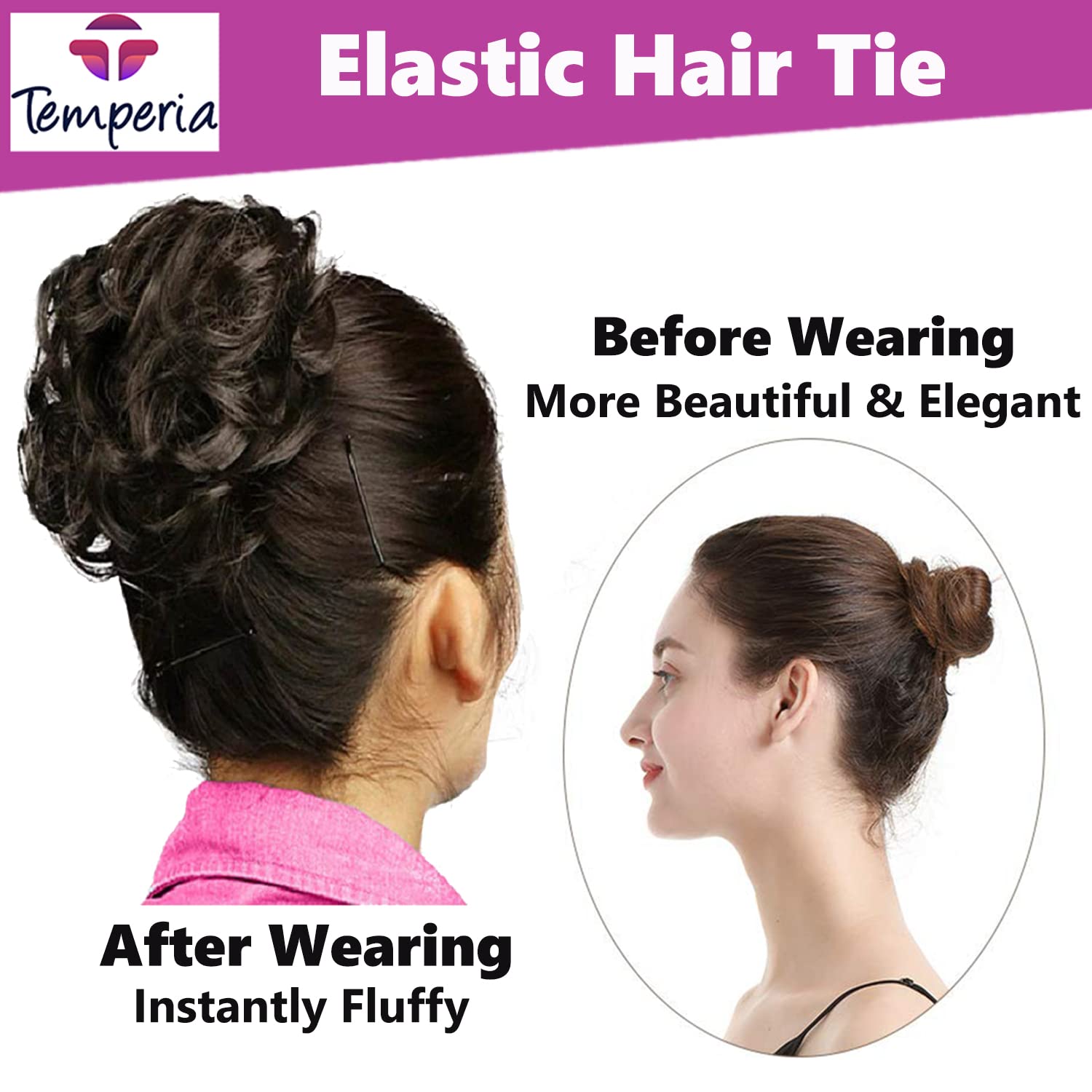 Stylish Juda Hair Buns for Women - Messy Bun Hair Extension & Donut Bun Maker with Elastic Band - Natural Brown Fake Hair Accessories (1 Piece) - Perfect for Parties, Weddings & Everyday Hairstyles