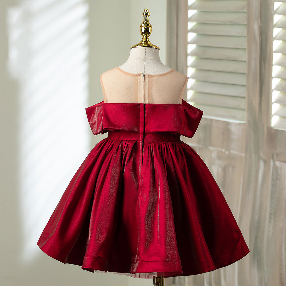Elegant Princess Boat Neck Flower Girl Dress with Ruffle Detail - Perfect for Weddings, Pageants & Special Occasions