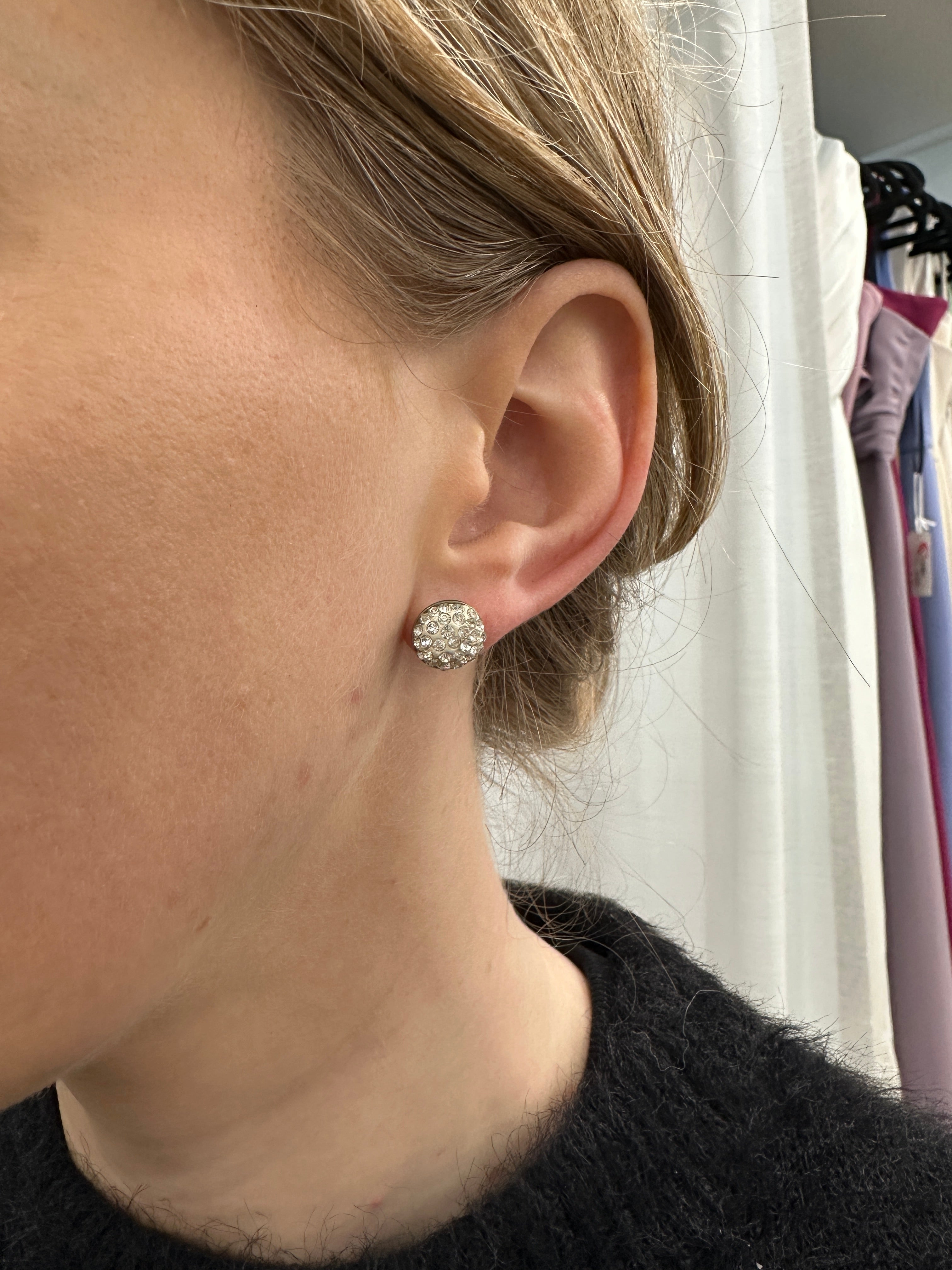 Sparkling Crystal Stud Earrings for Women - Medium Size 8mm, Hypoallergenic Stainless Steel, Elegant Gift for Party, Wedding, Date Night