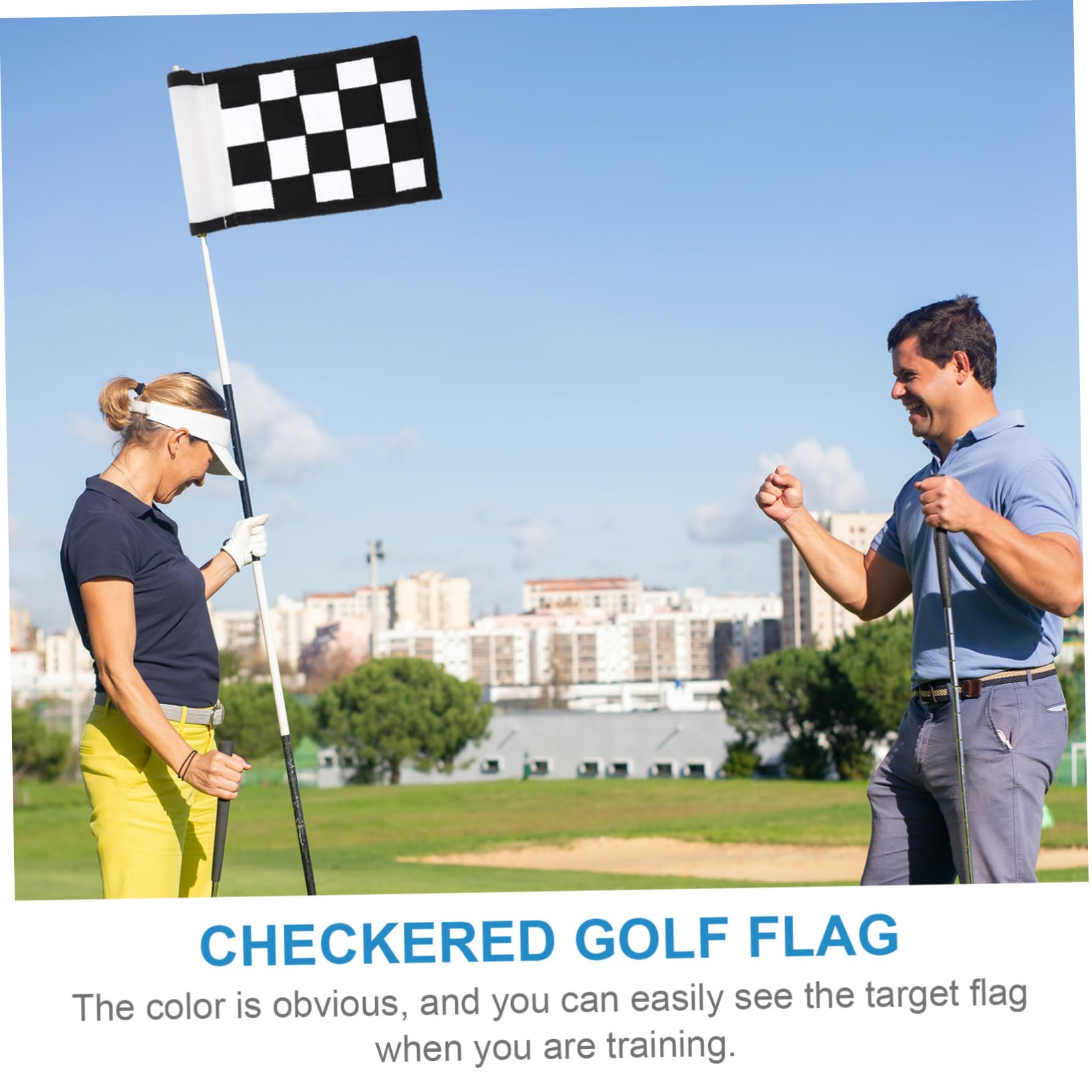 BESPORTBLE 8-Pack Portable Golf Training Flags - Green Checkered Nylon Course Flags for Outdoor Sports & Professional Equipment | Perfect for Golf Courses, Driving Ranges & Backyard Practice